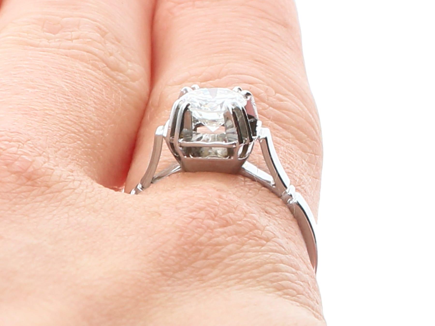 1930s French Diamond and White Gold Solitaire Ring For Sale 4