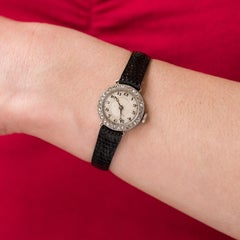 1930s Art Deco French Diamond Platinum Mechanical Ladies Watch
