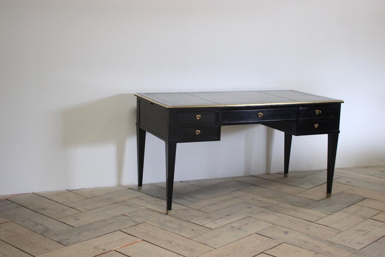 1930s French Ebonised Bureau Plat in the Louis XVI Taste In Good Condition In Gloucestershire, GB
