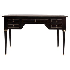 Antique 1930’s French Ebonised Desk with Leather Top