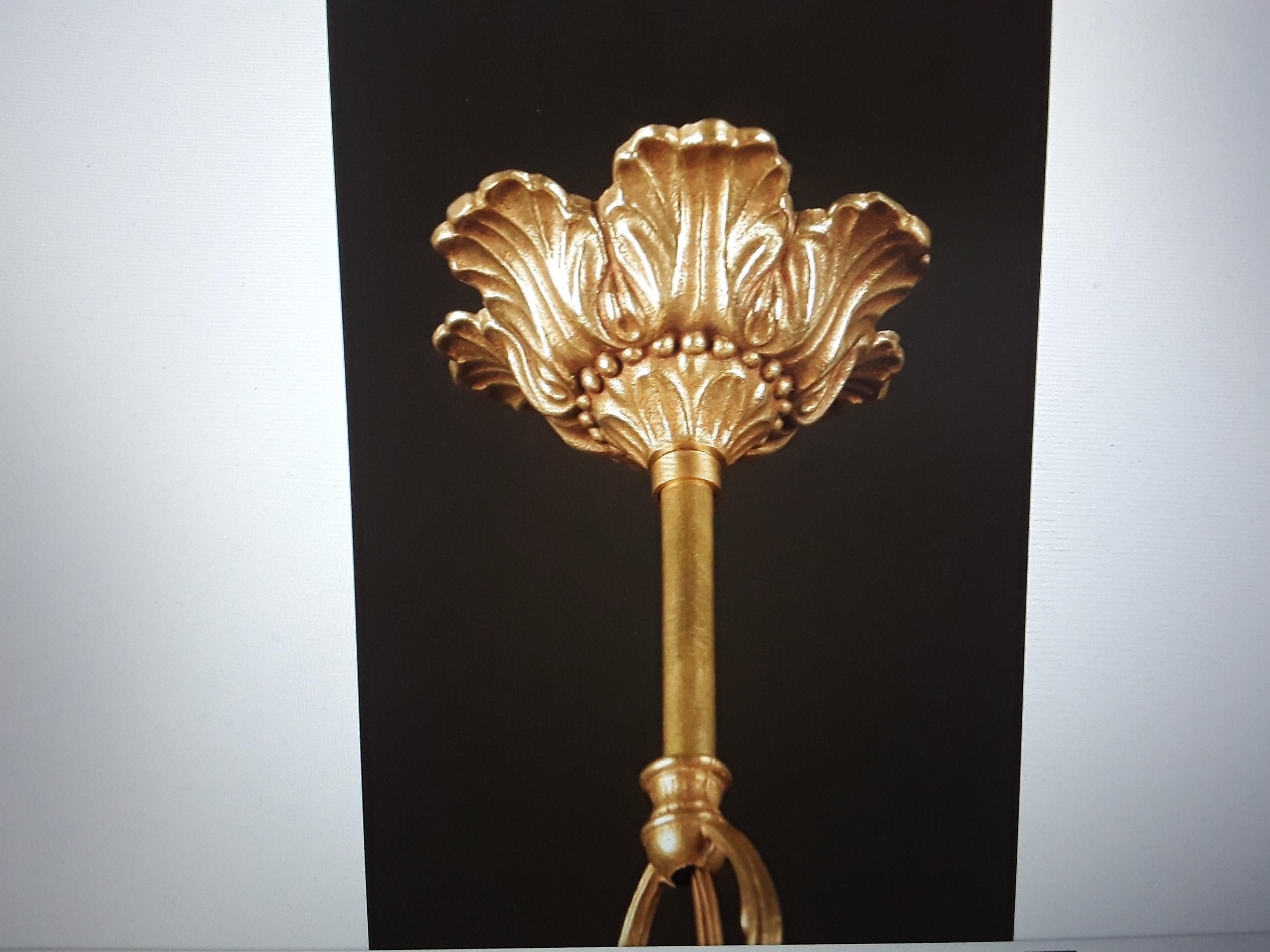 Mid-20th Century 1930s French Empire Dore Bronze Chandelier w/ Drapery Swag Attrib  Maison Bagues For Sale