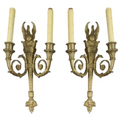 1930’s French Empire Style Bronze Sconces