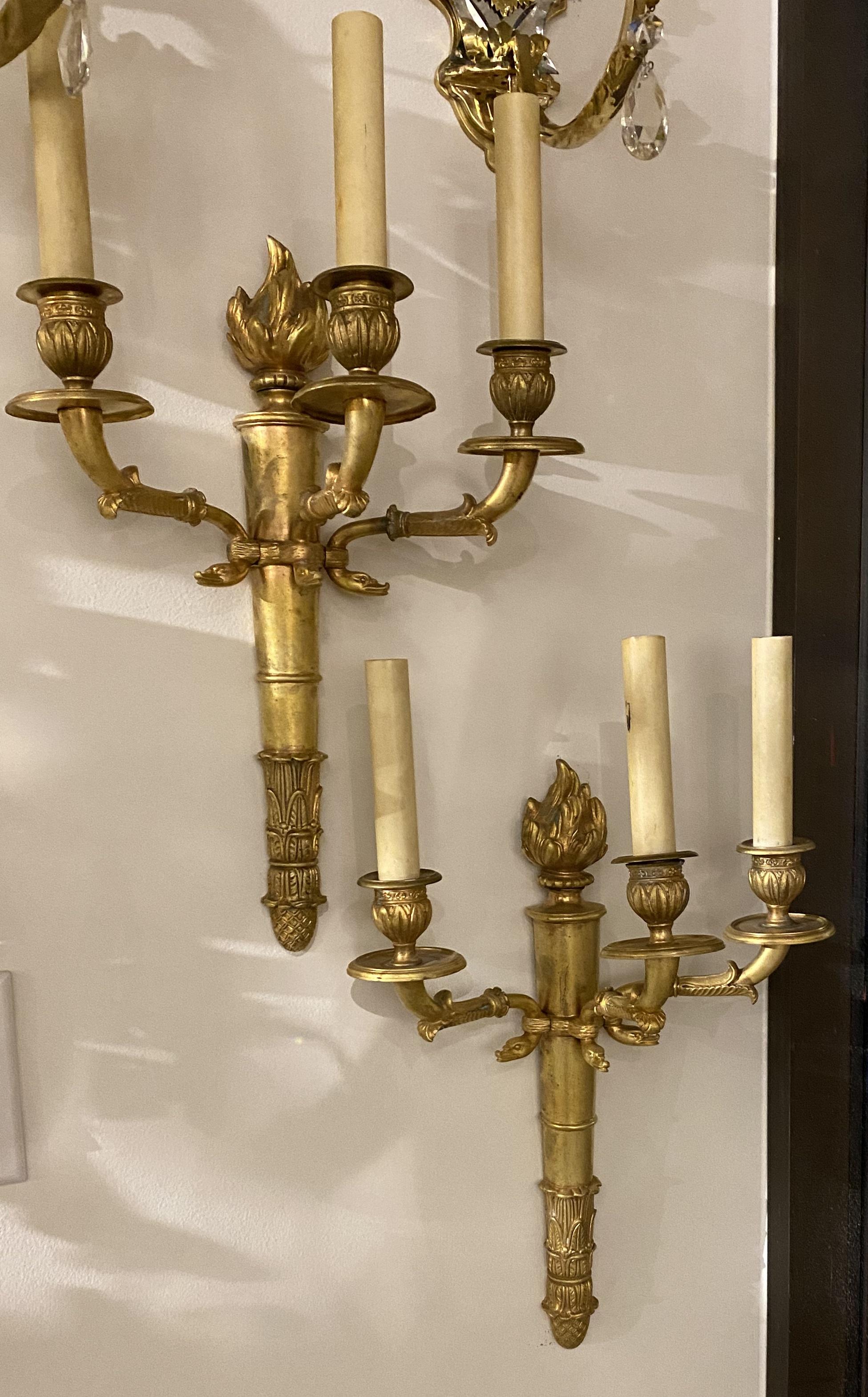 Mid-20th Century 1930s French Empire Three lights Sconces For Sale