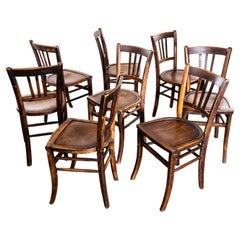 1930's French Farmhouse Dark Oak Dining Chairs - Set Of Eight