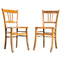 1930's French Farmhouse Flat Cane Pattern Seat Esszimmerstühle - Paar