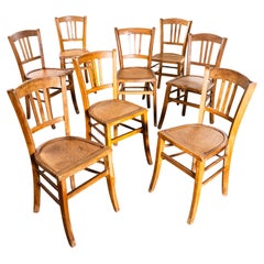 Sedie da pranzo con sedile traforato della fattoria francese del 1930 - Set di otto sedie