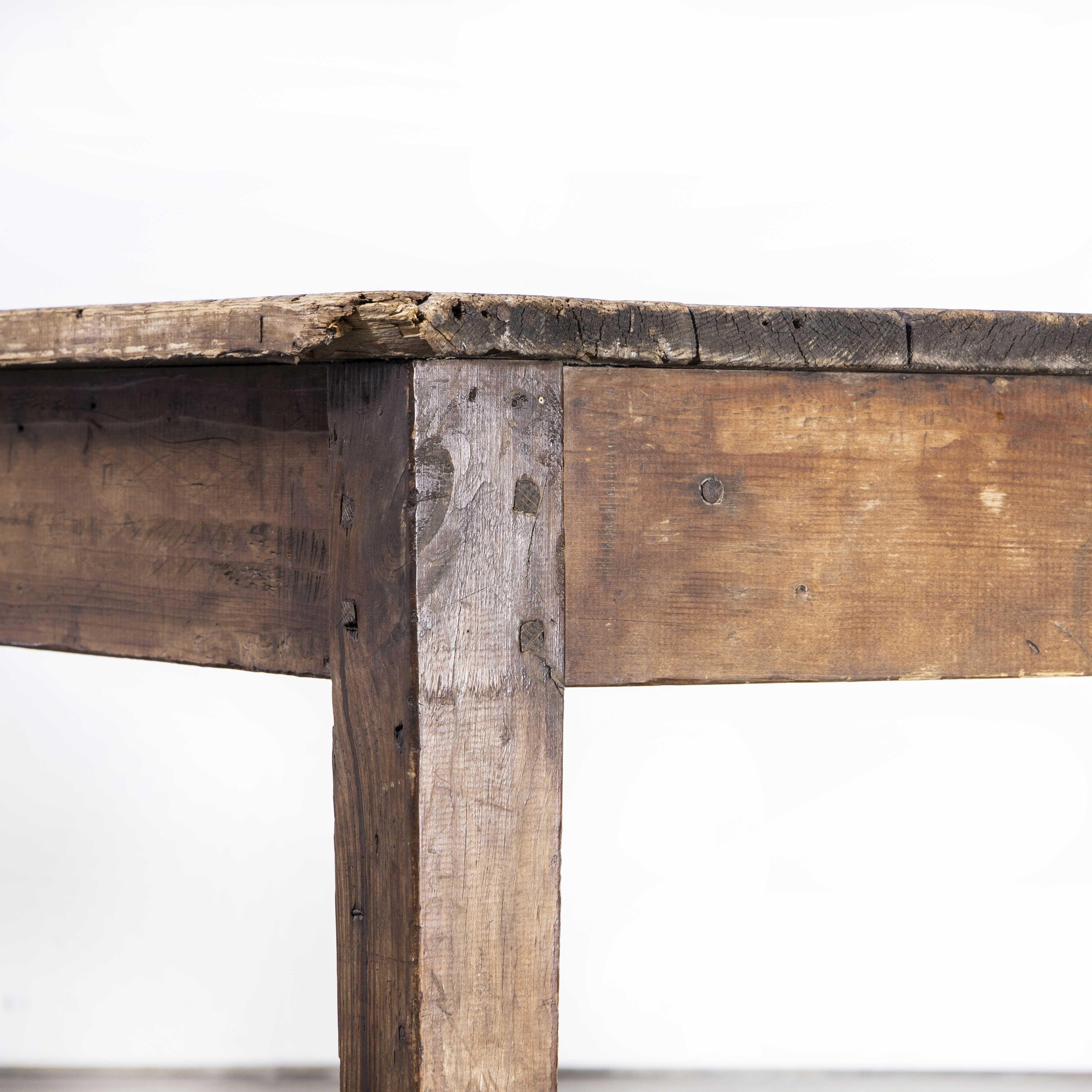 1930's French Farmhouse Table, Planked Pine 1