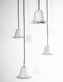1930s French Fine Ceramic Ceiling Pendant Lamps, Lights, New Old Stock