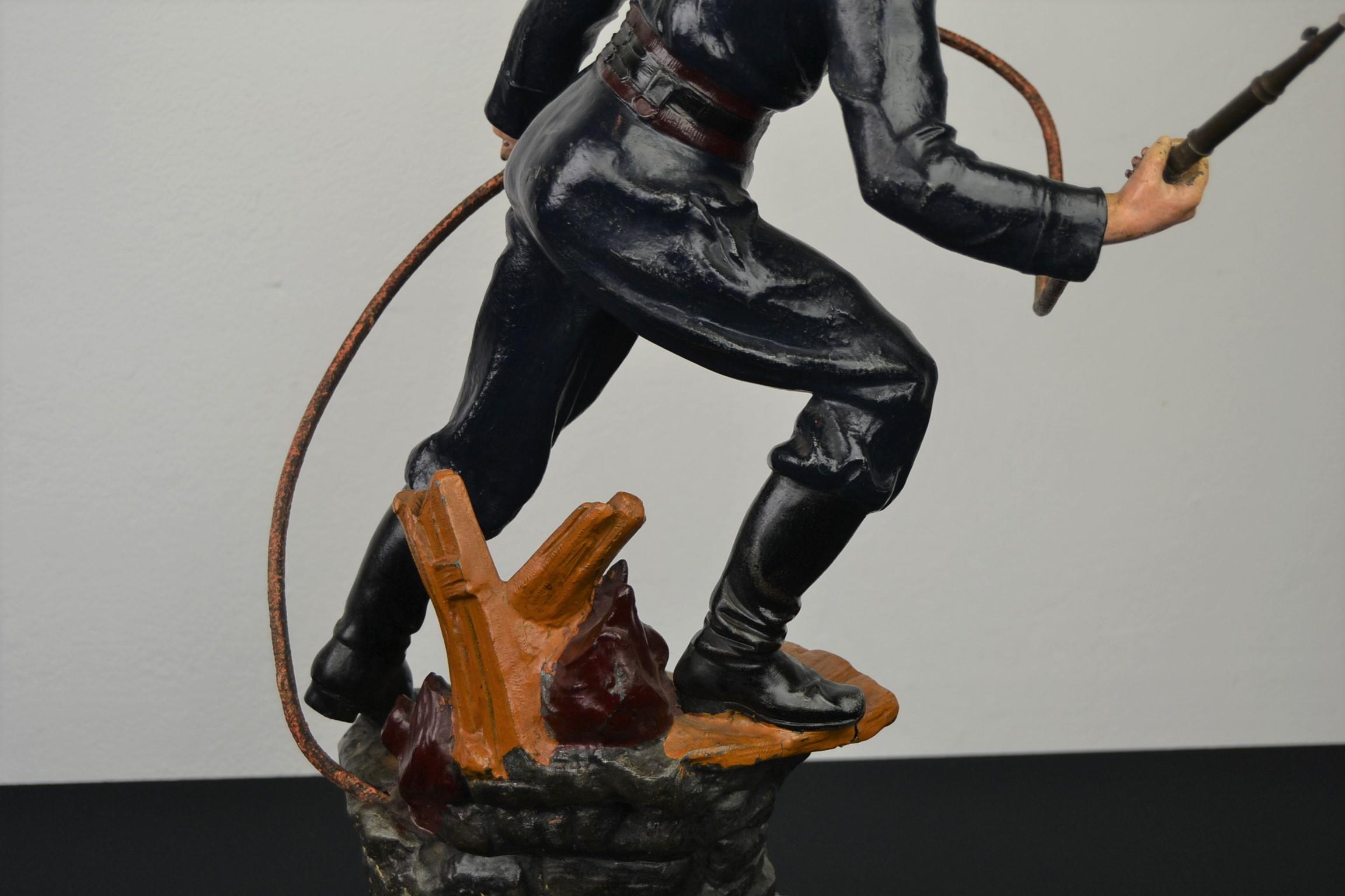 1930s French Fireman Firefighter Trophy Statue 1