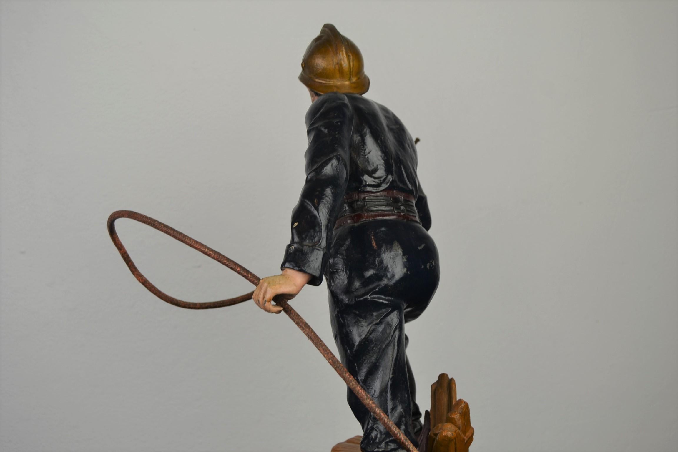 1930s French Fireman Firefighter Trophy Statue 4