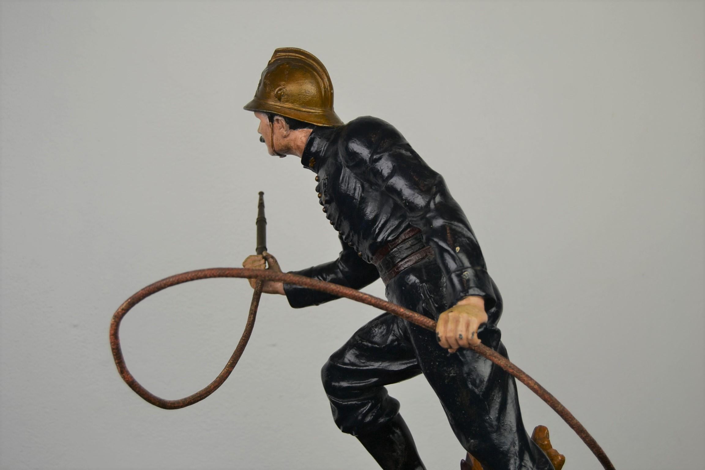 1930s French Fireman Firefighter Trophy Statue 6