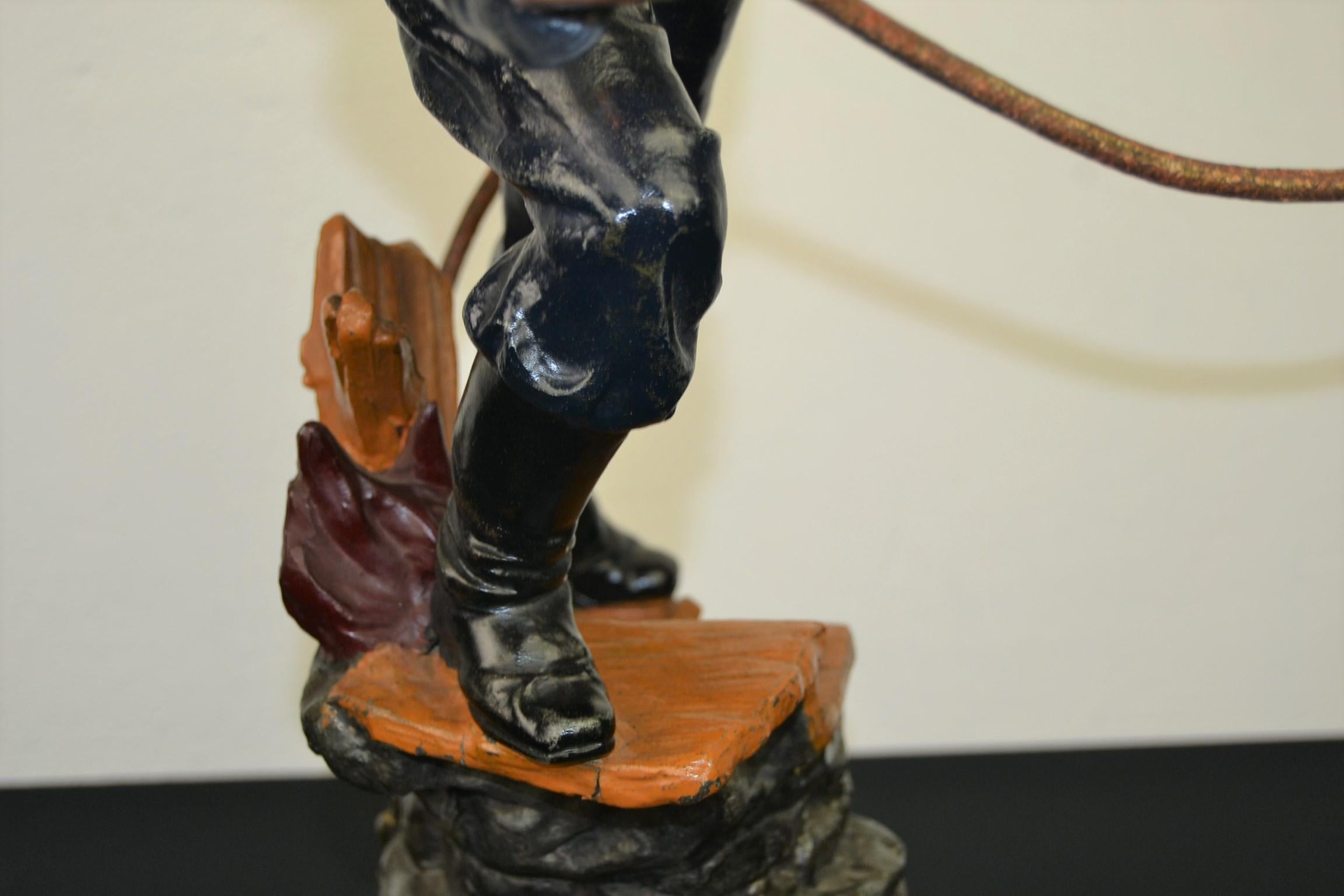 Cold-Painted 1930s French Fireman Firefighter Trophy Statue