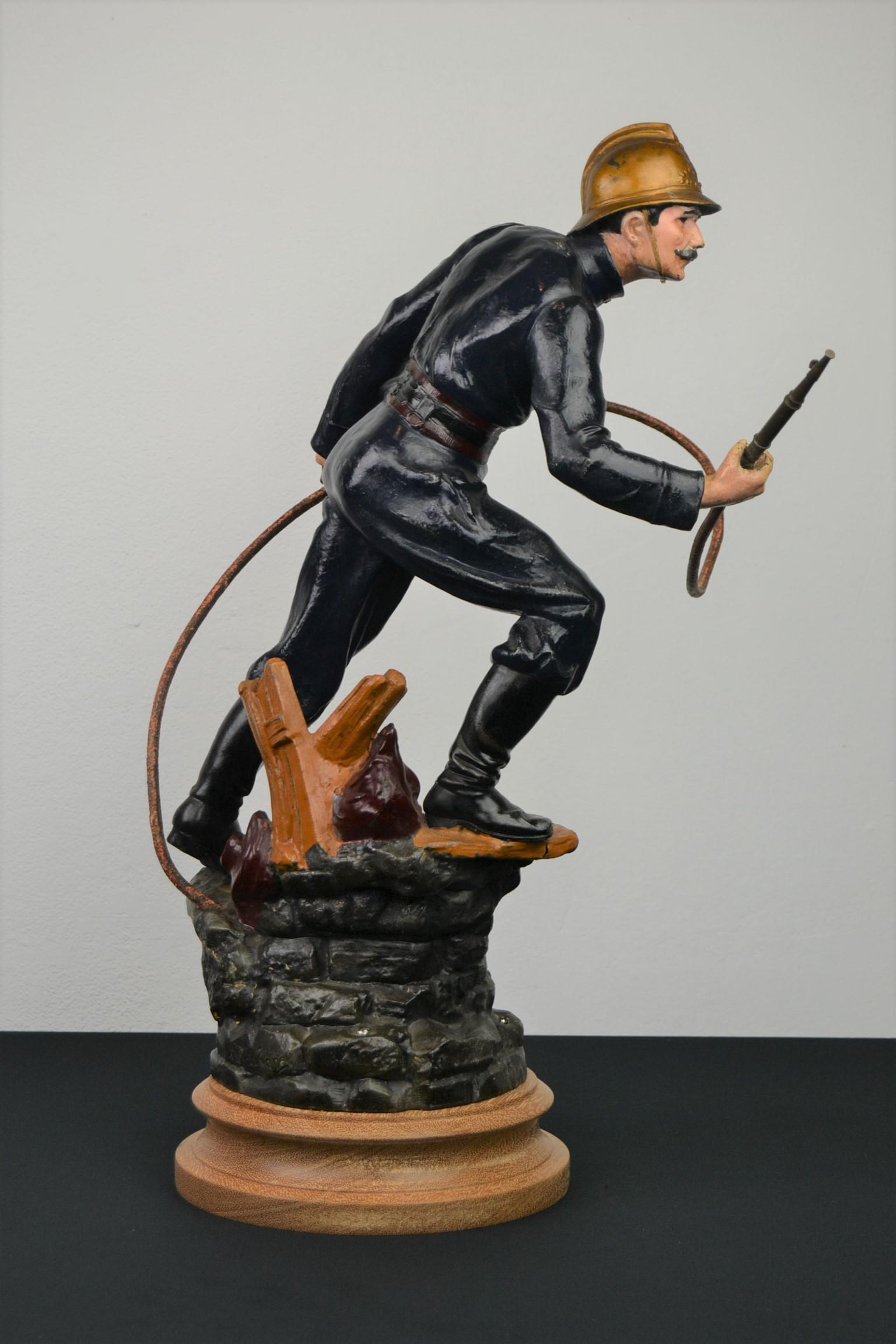 20th Century 1930s French Fireman Firefighter Trophy Statue