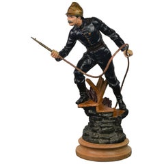 1930s French Fireman Firefighter Trophy Statue