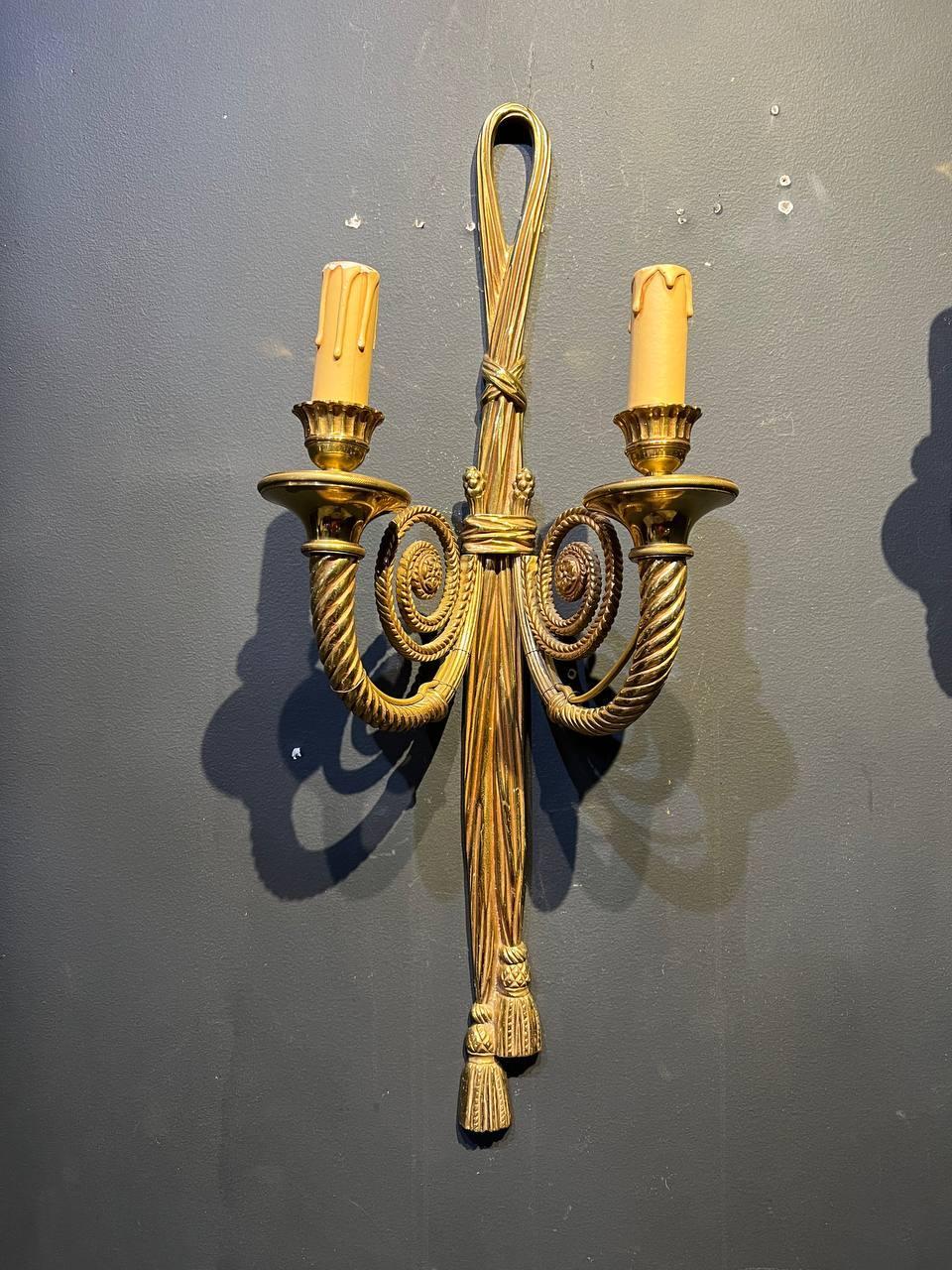 French Provincial 1930's French Gild Bronze Sconces For Sale