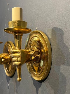 1930’s French Gilt Bronze Arm Sconces