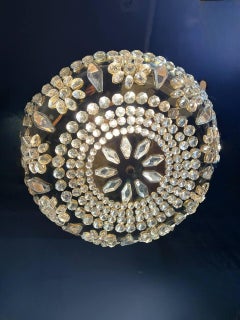 1930's French Gilt Bronze Light Fixture with Beaded Glass
