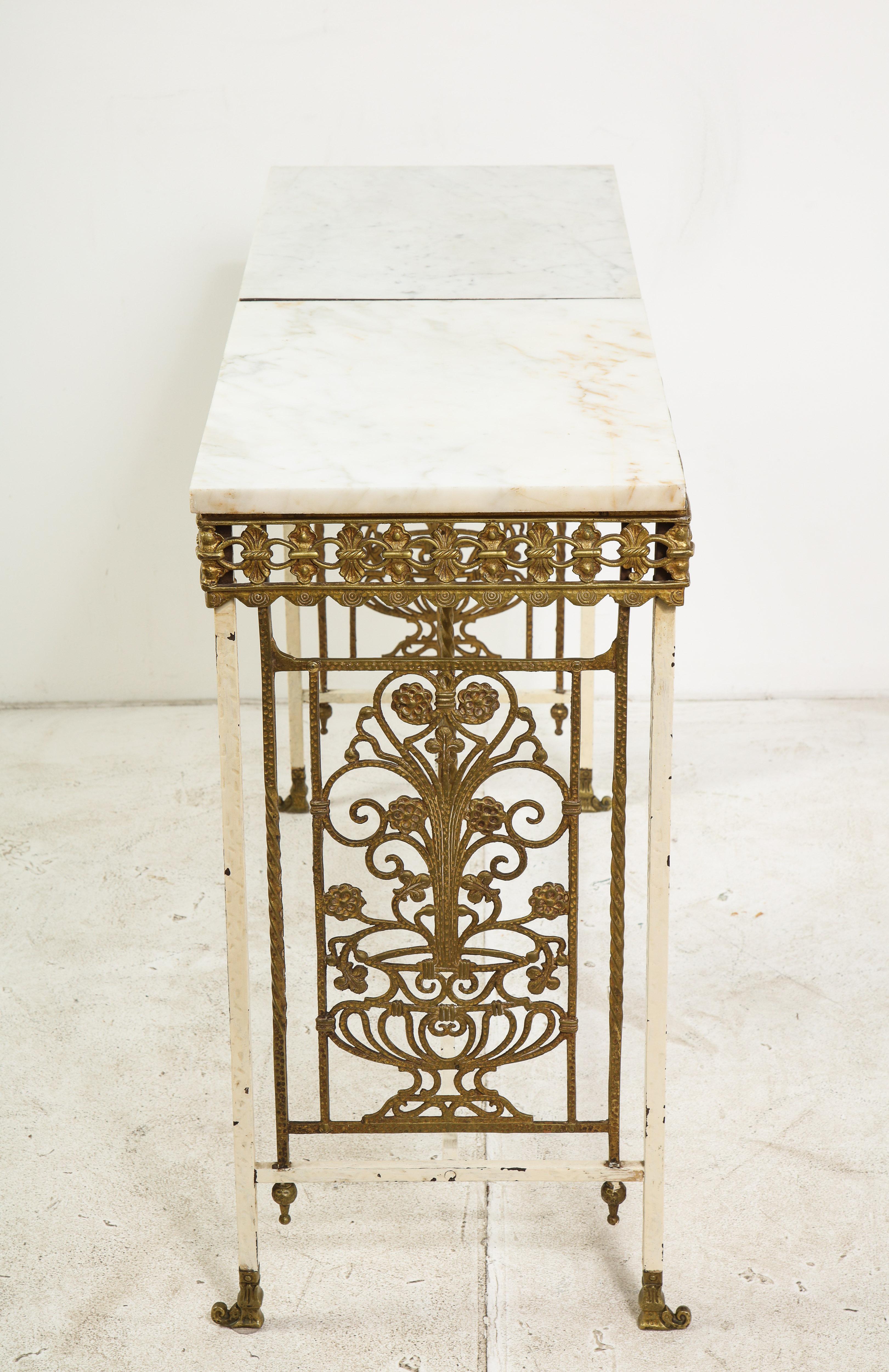 1930s French Gilt Iron and Marble Console 6