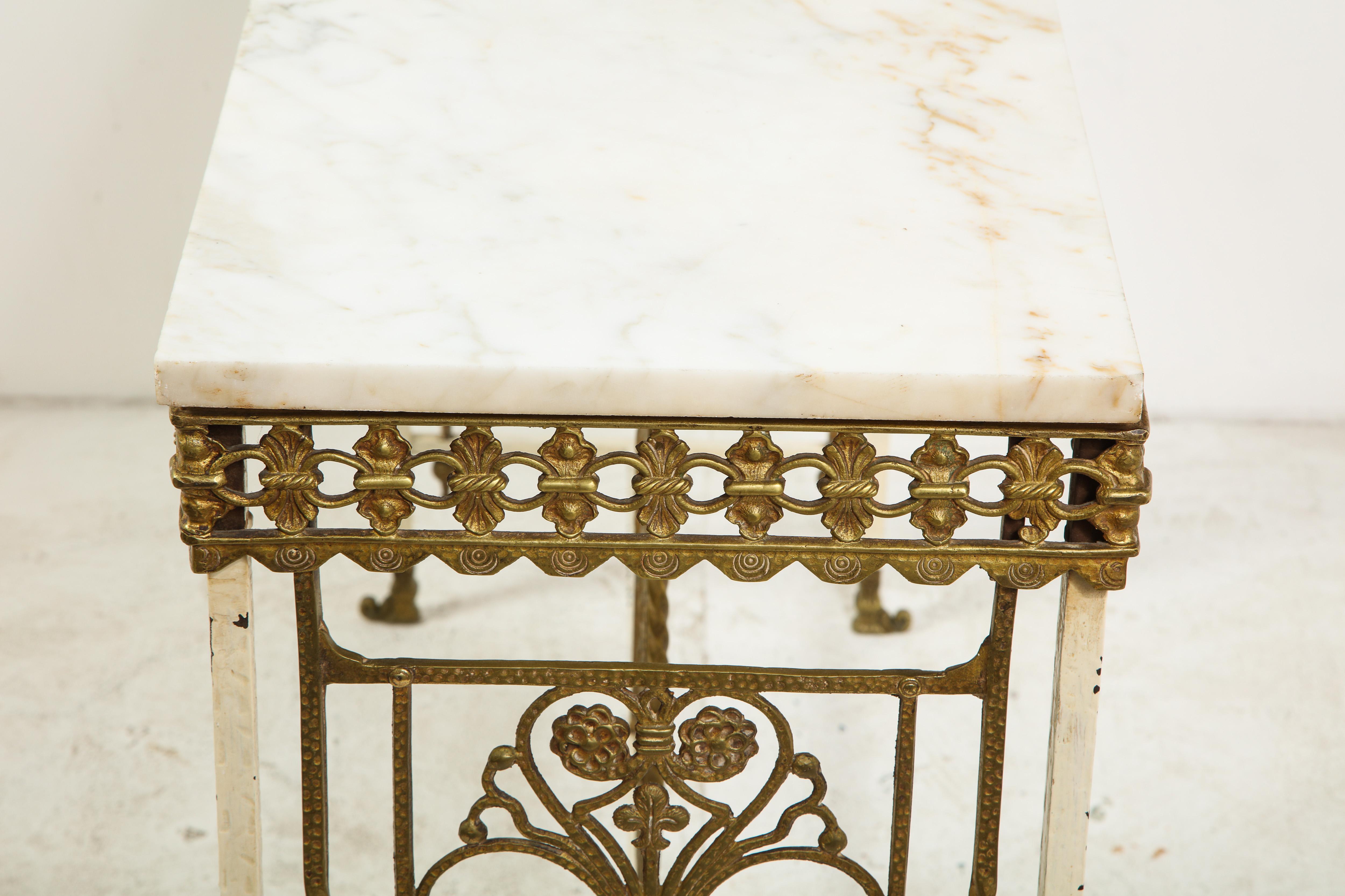 1930s French Gilt Iron and Marble Console 8