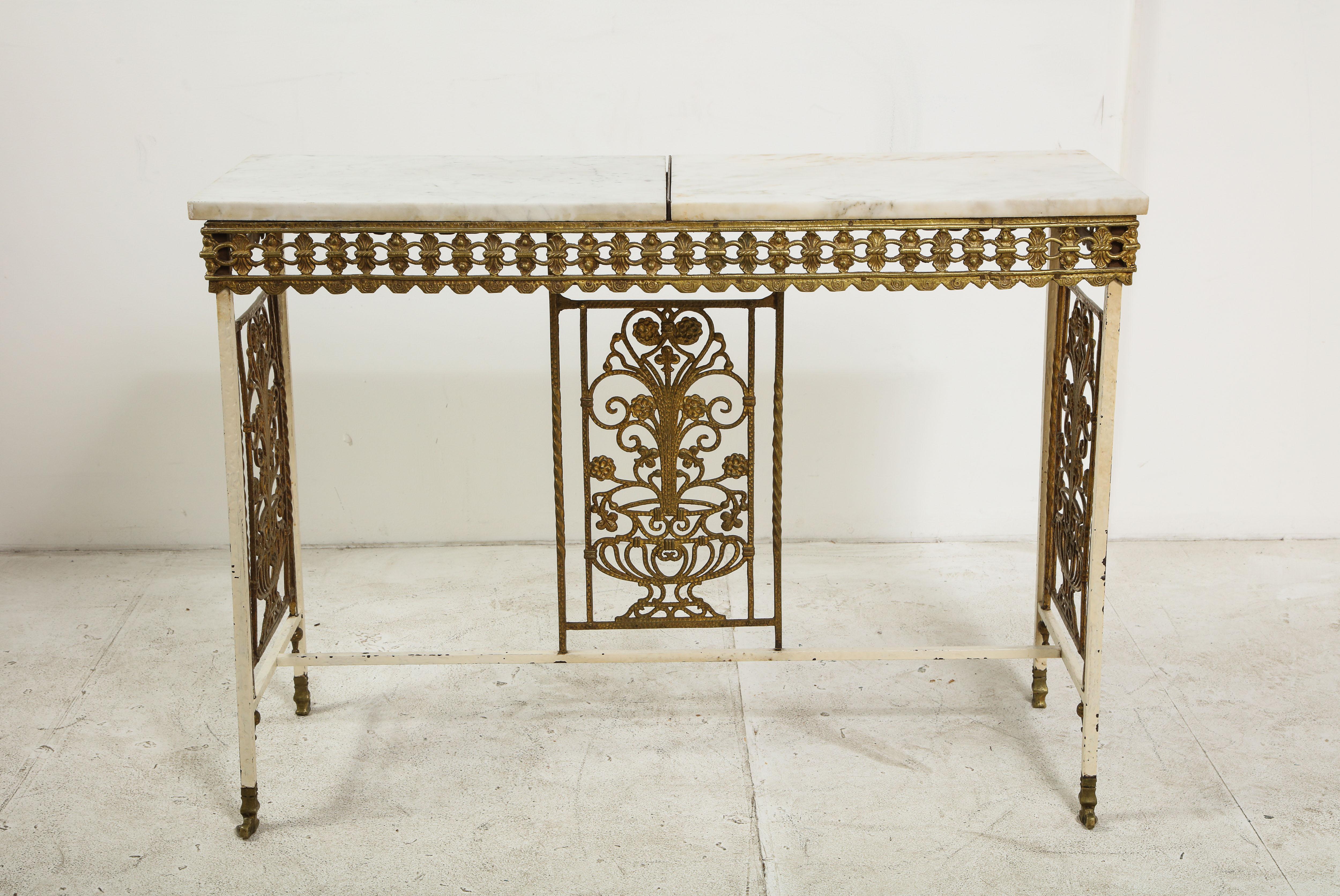 1930s French Gilt Iron and Marble Console 12