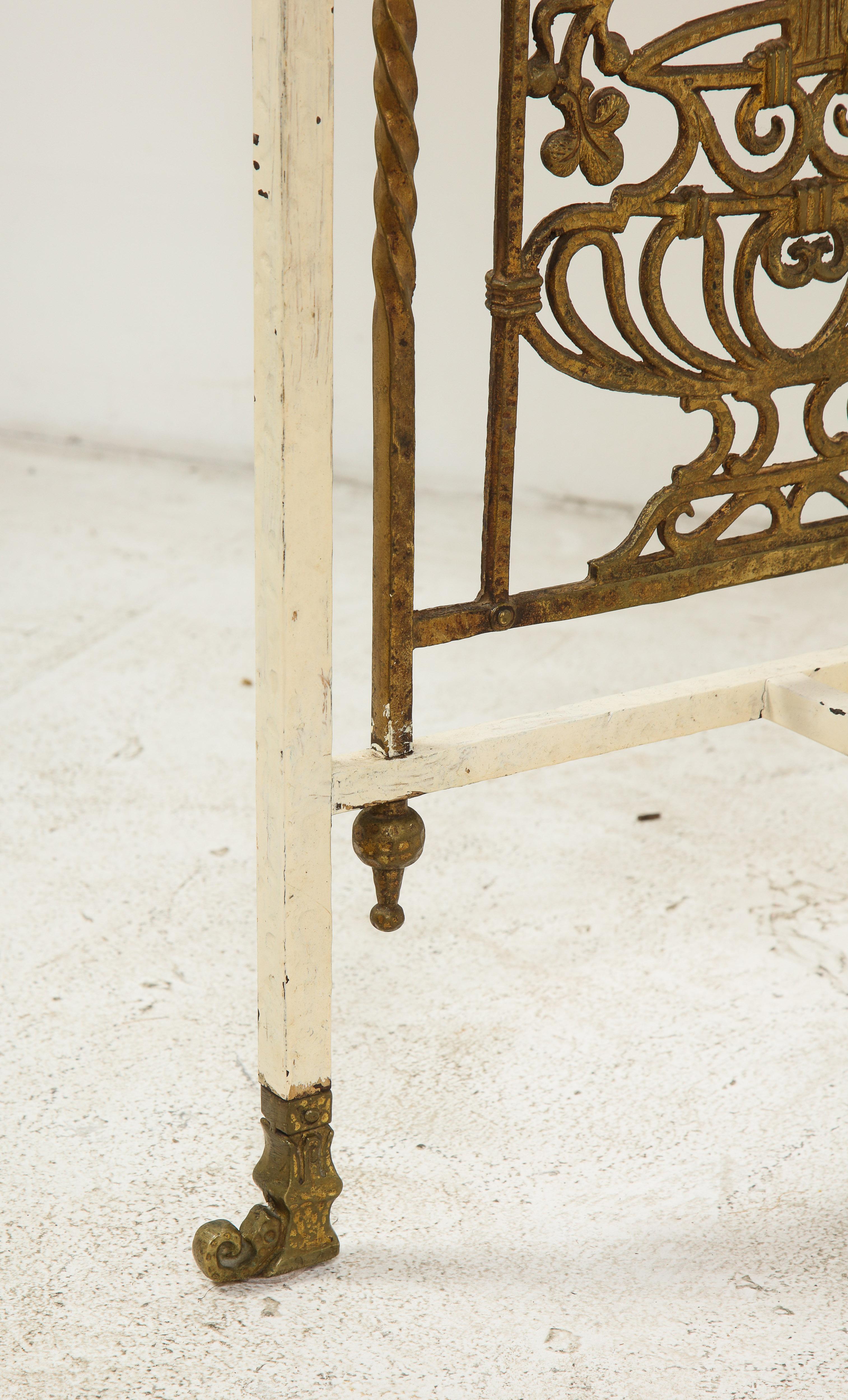 1930s French Gilt Iron and Marble Console 1