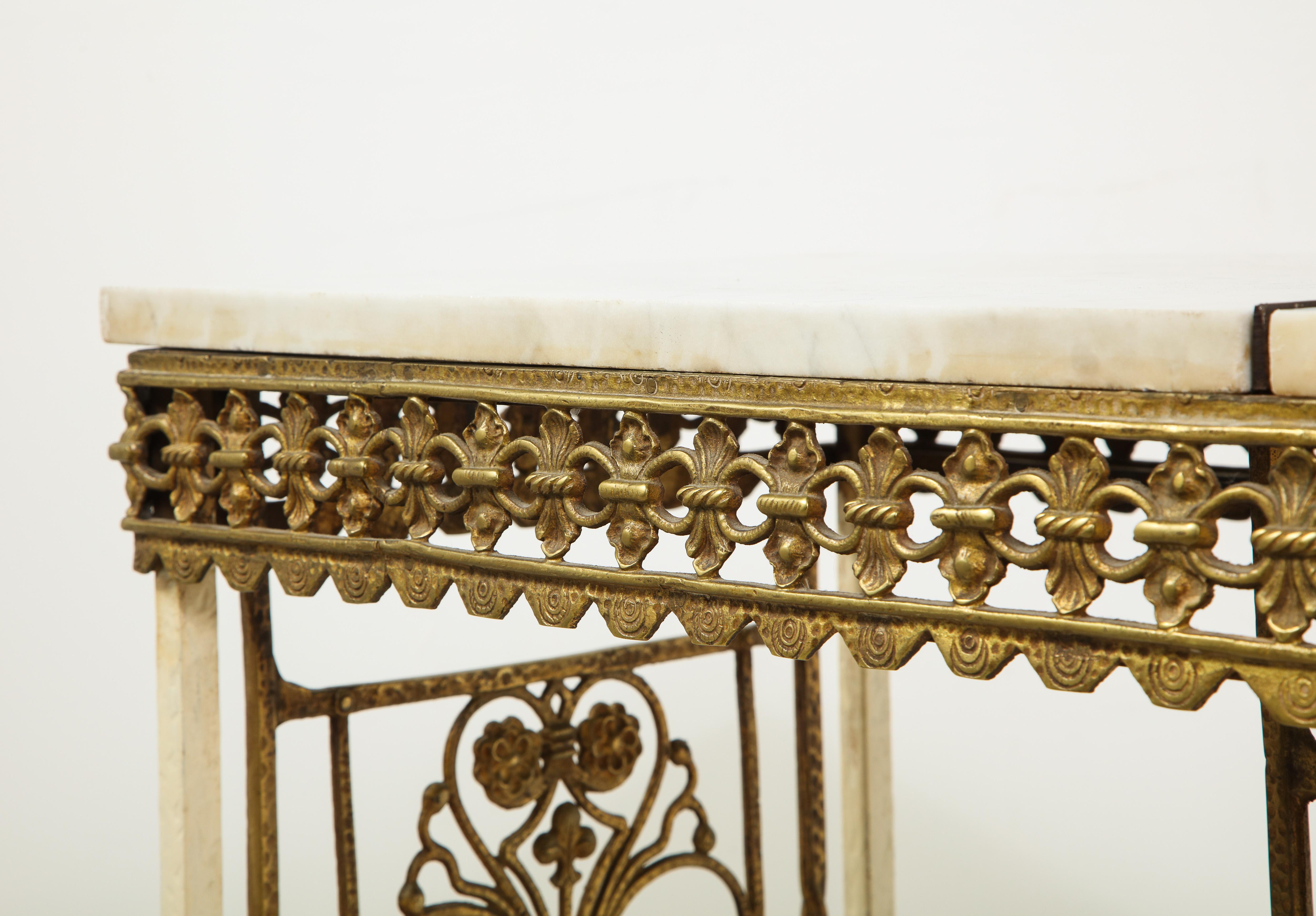 1930s French Gilt Iron and Marble Console 3