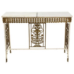 1930s French Gilt Iron and Marble Console