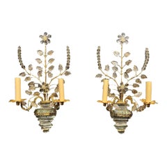 Vintage 1930s French Gilt Metal Bagues Sconces