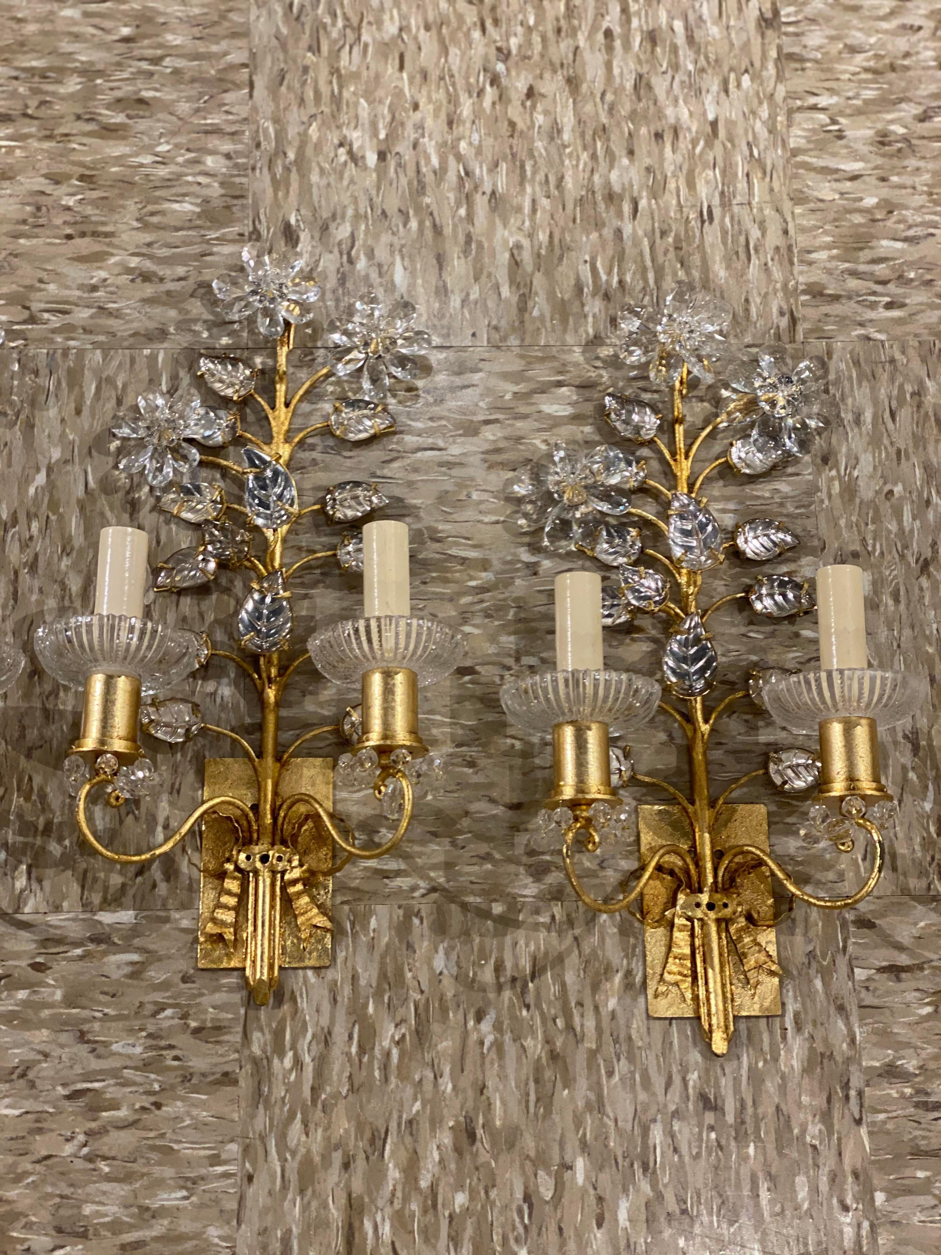 French Provincial 1930’s French Gilt Metal Sconces For Sale