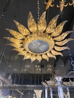 Lampada a incasso francese in metallo dorato degli anni '30