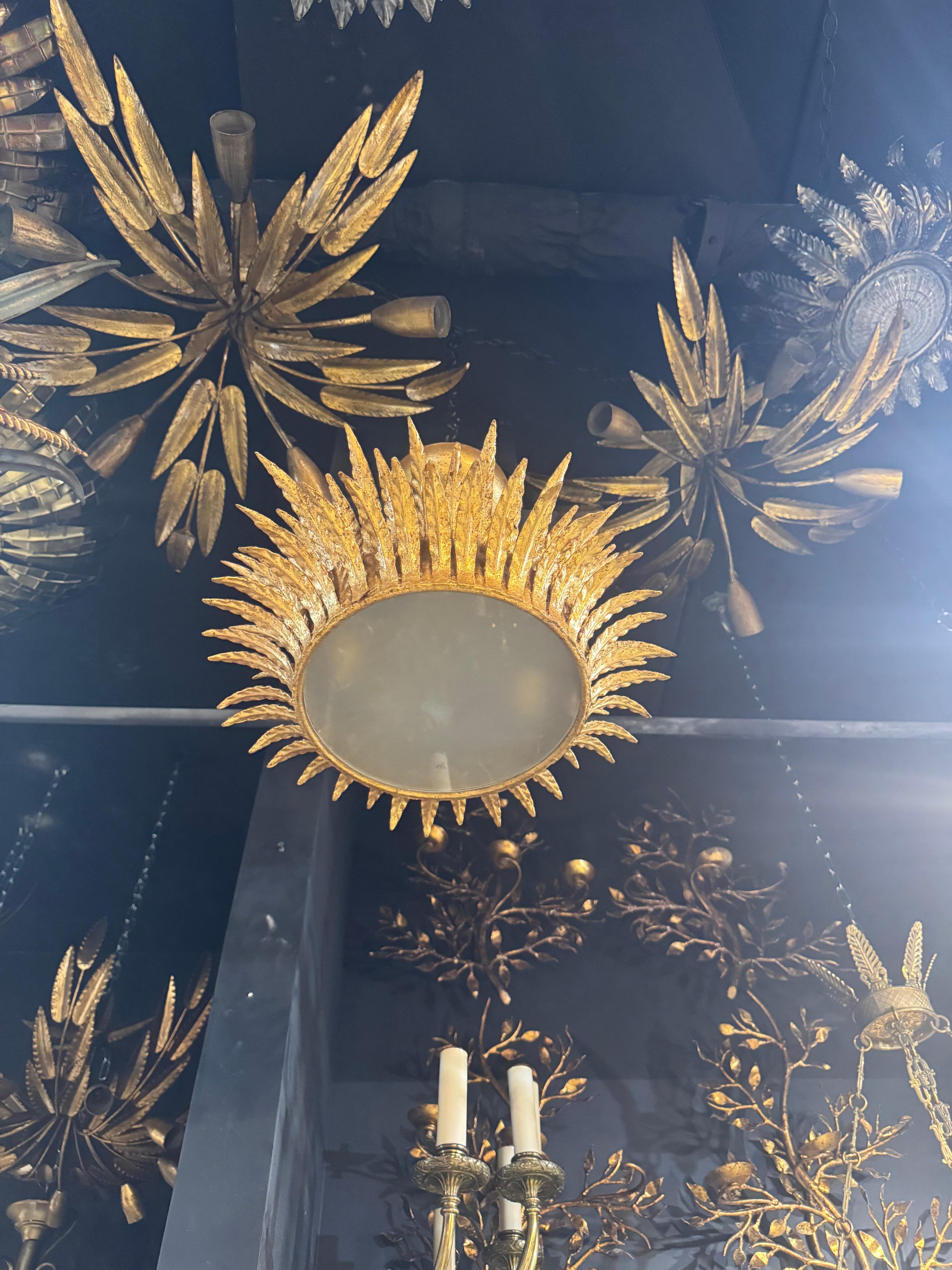 1930’s French gilt metal sunburst For Sale 4
