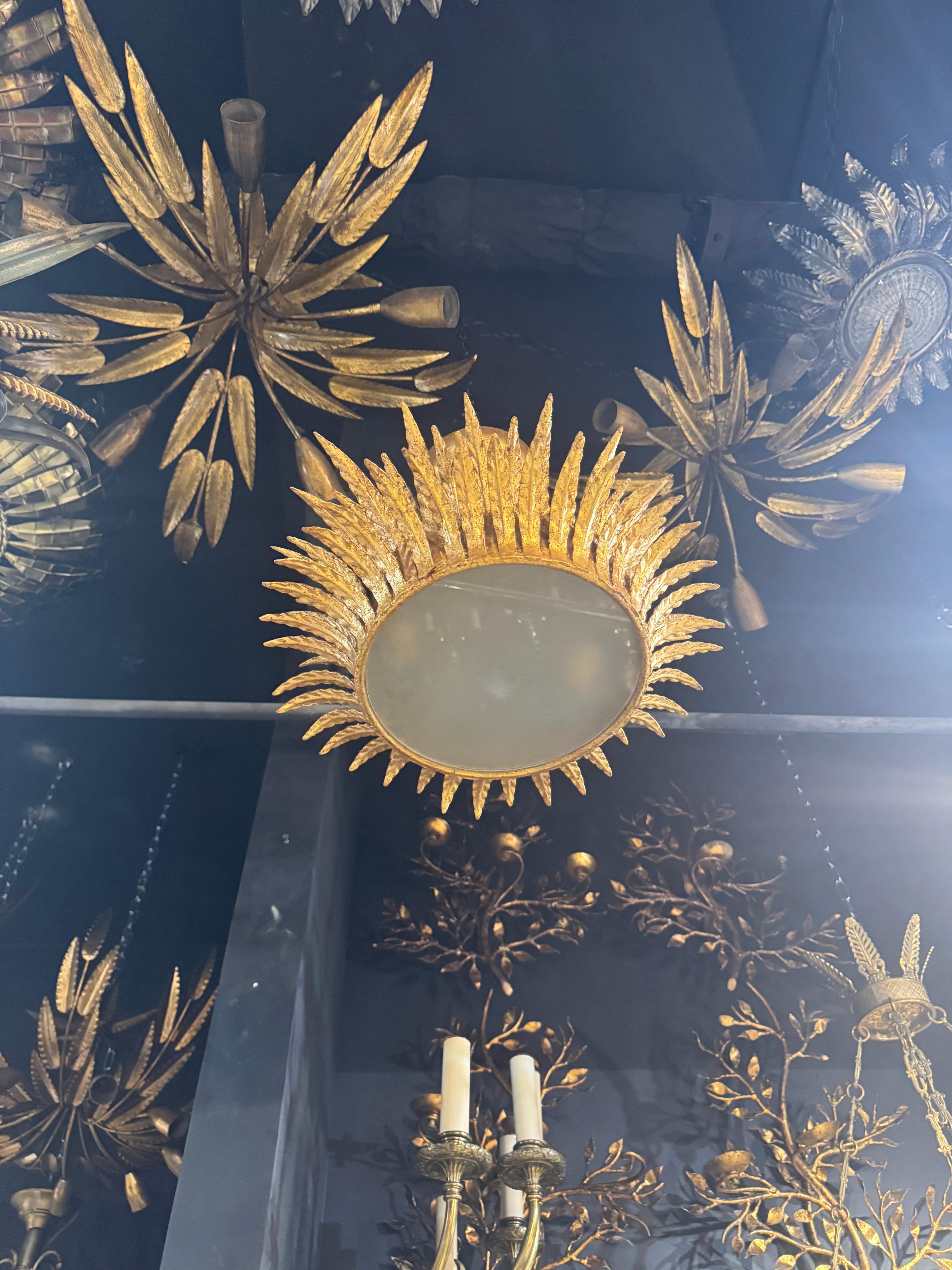 1930’s French gilt metal sunburst For Sale 5