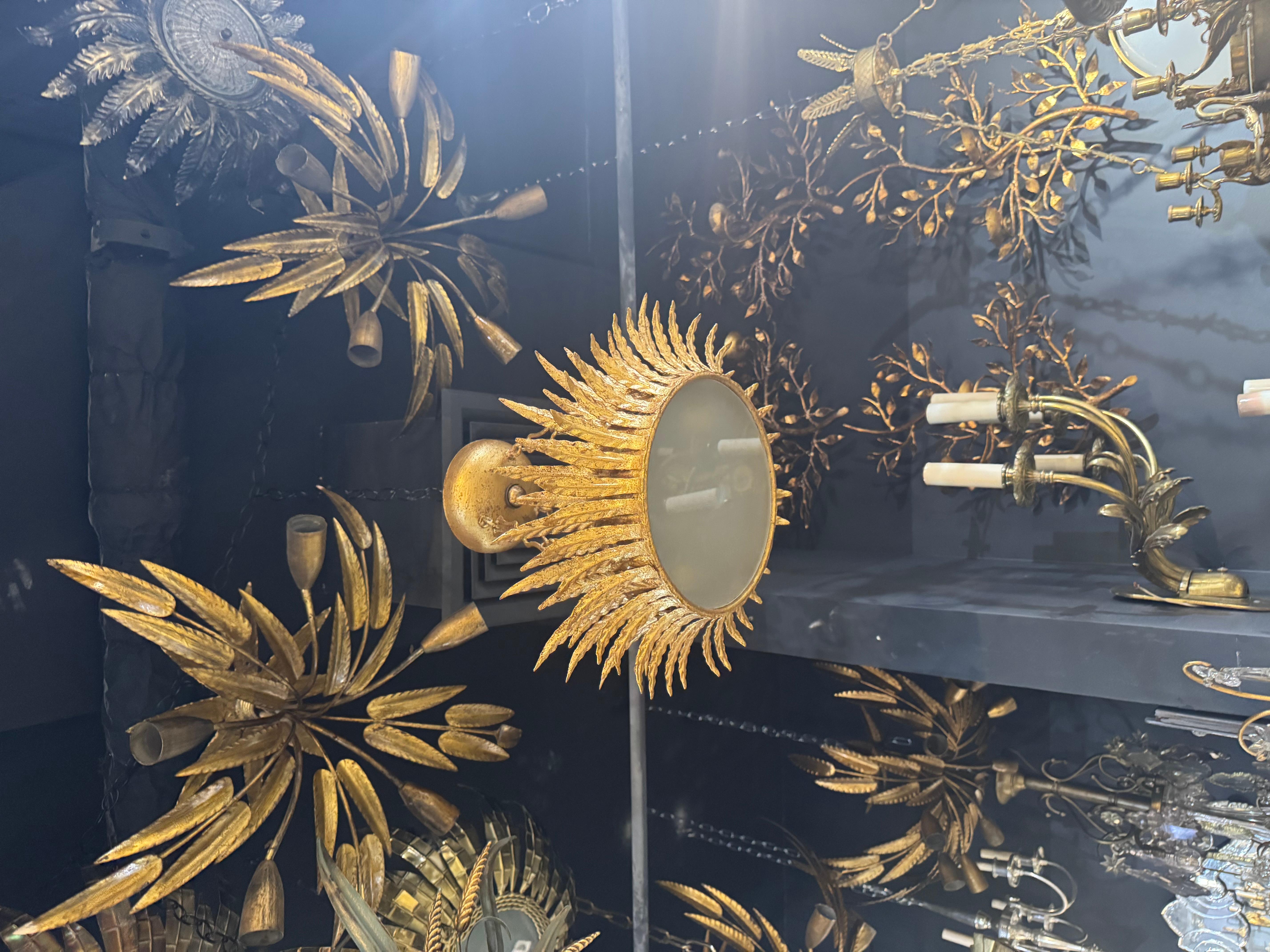 1930’s French gilt metal sunburst For Sale 6