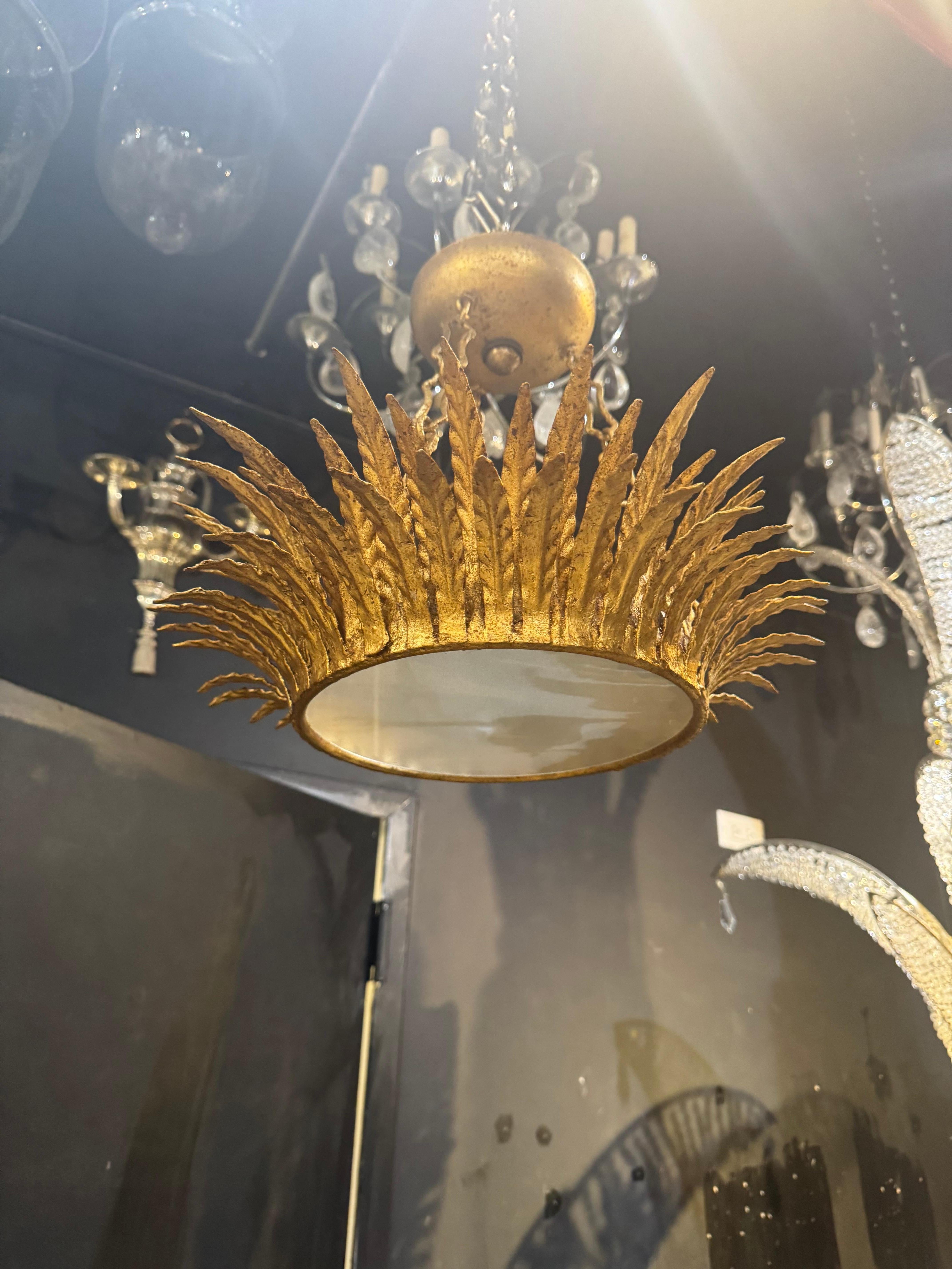 French Provincial 1930’s French gilt metal sunburst For Sale