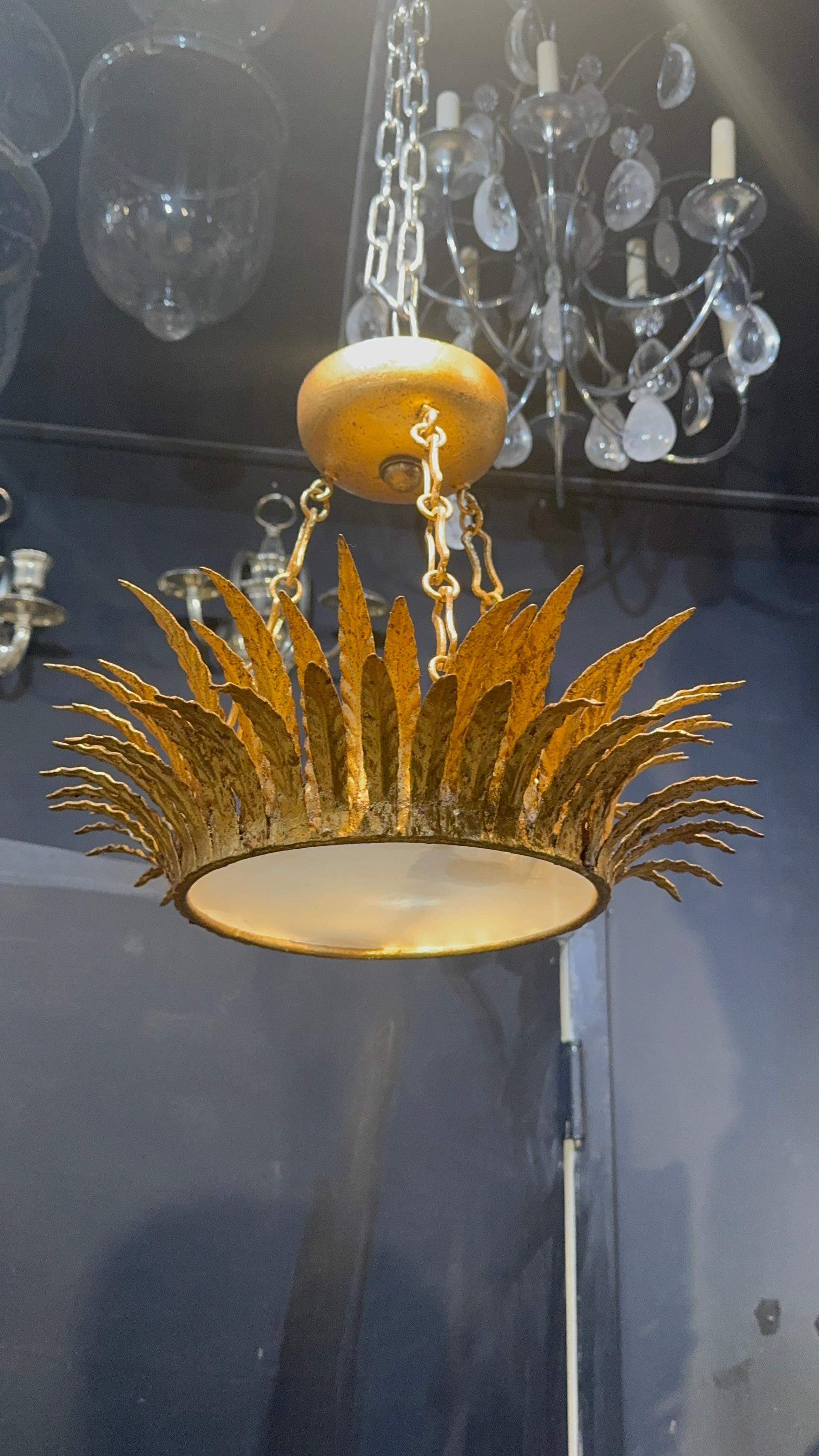 Mid-20th Century 1930’s French gilt metal sunburst For Sale