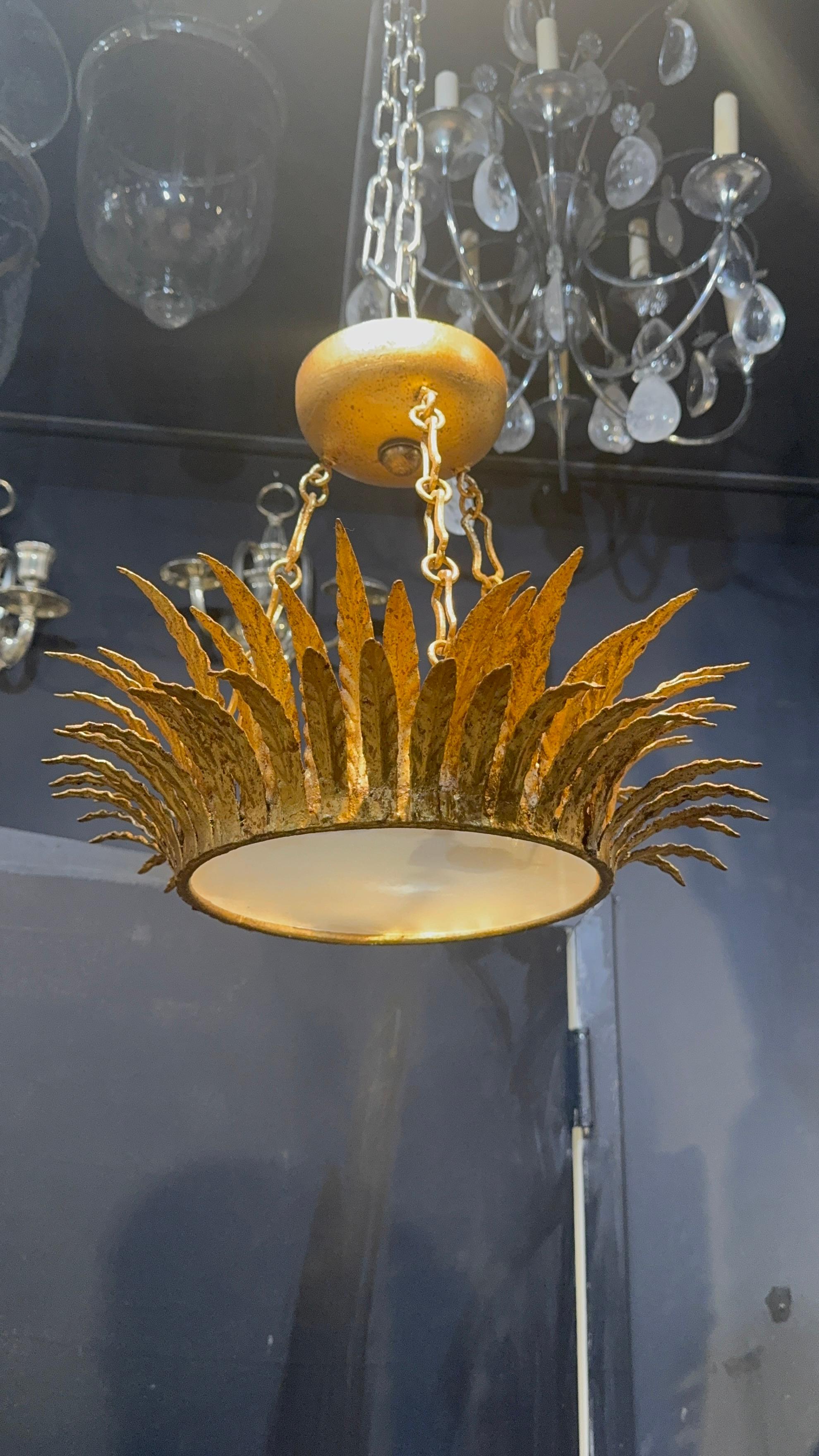 Metal 1930’s French gilt metal sunburst For Sale