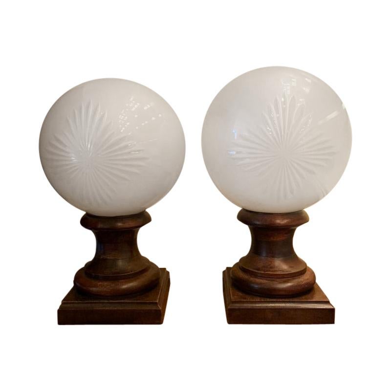 1930s French Glass Pharmacy Apothecary Countertop Globes For Sale