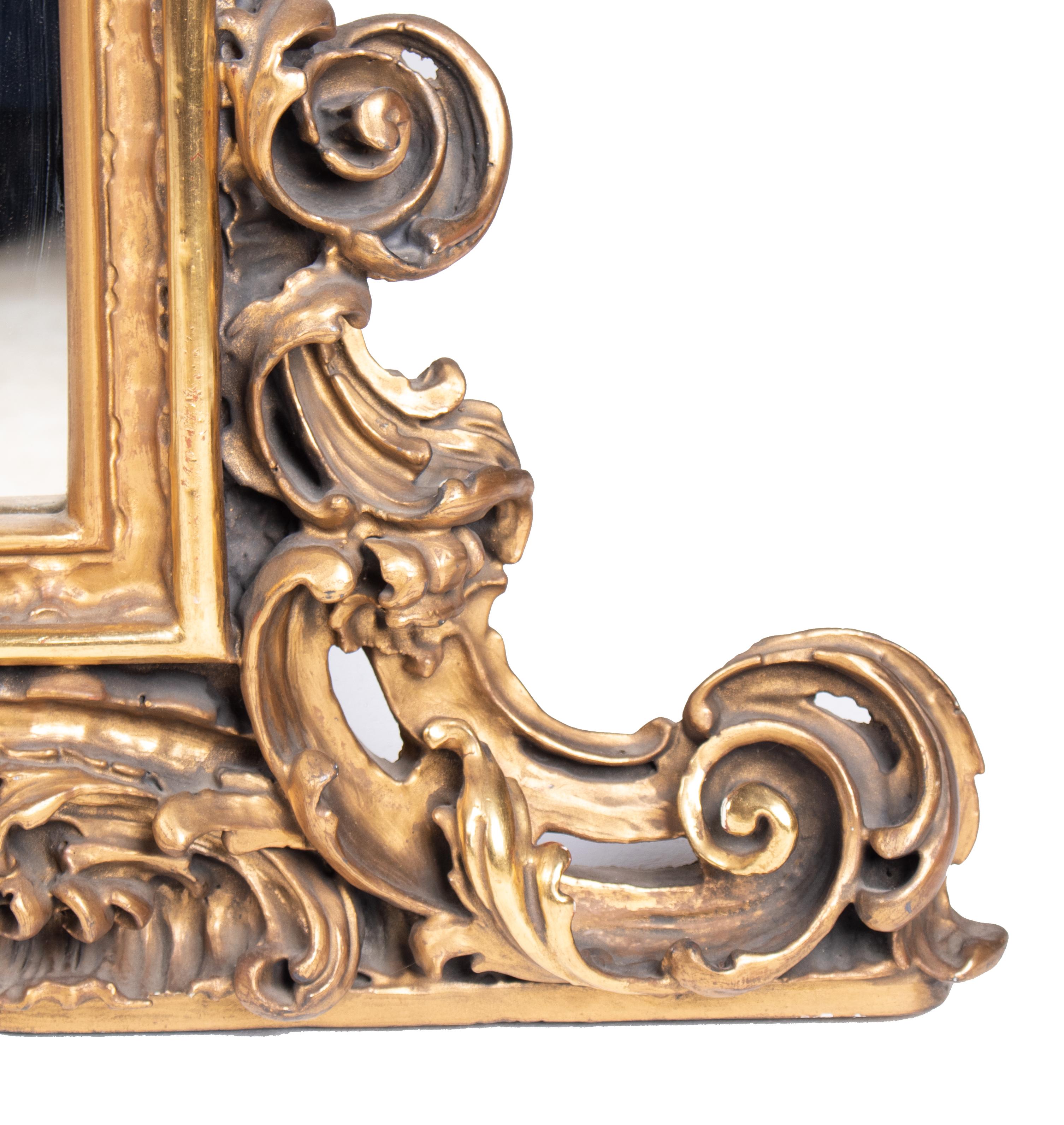 20th Century 1930s French Golden Baroque Wooden Mirror