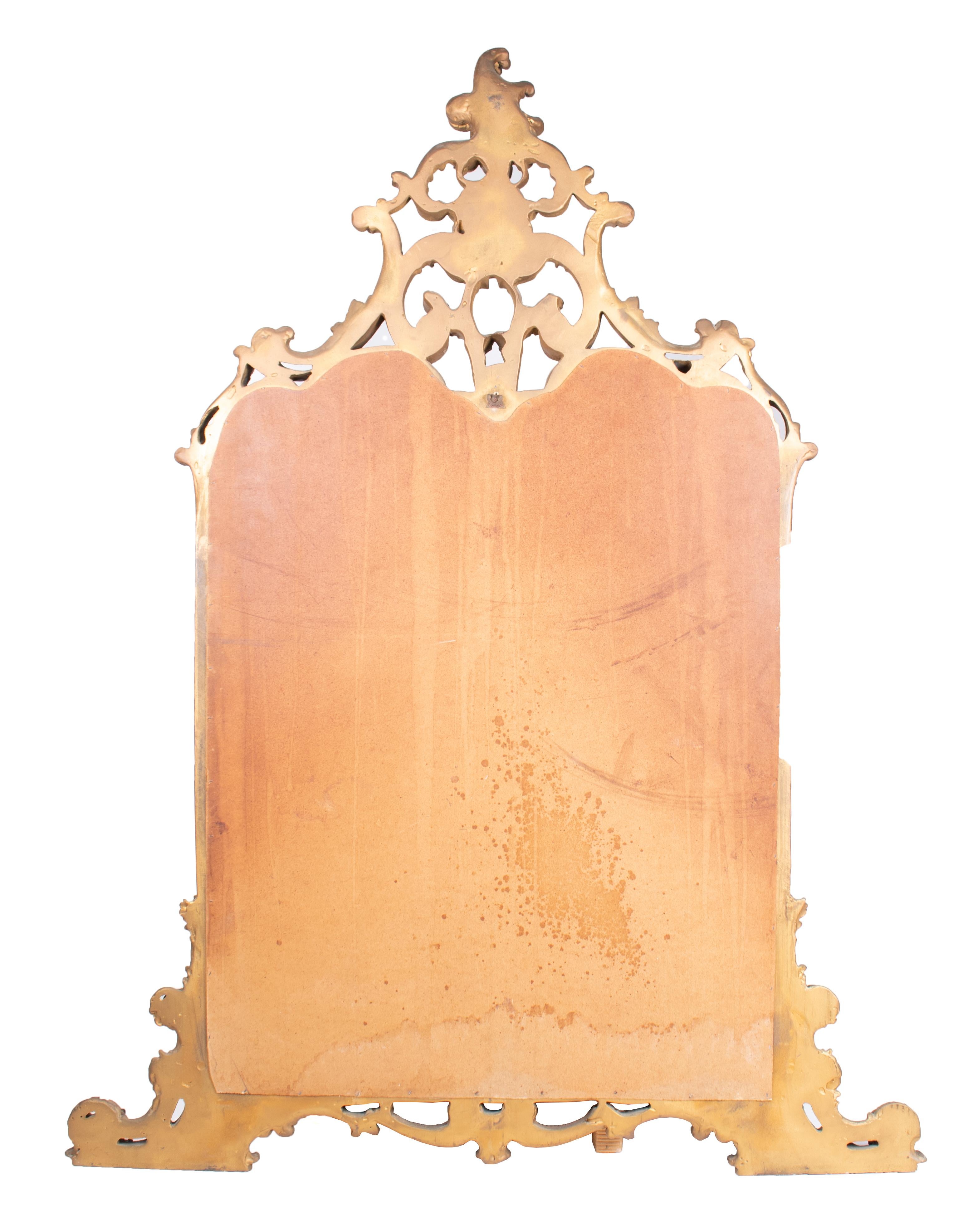 1930s French Golden Baroque Wooden Mirror 3