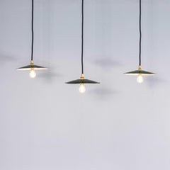 1930's French Green Café Enamel Coolie Lights - 9.5 Inch