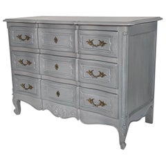 1930s French Grey Painted Serpentine Commode Chest of Drawers