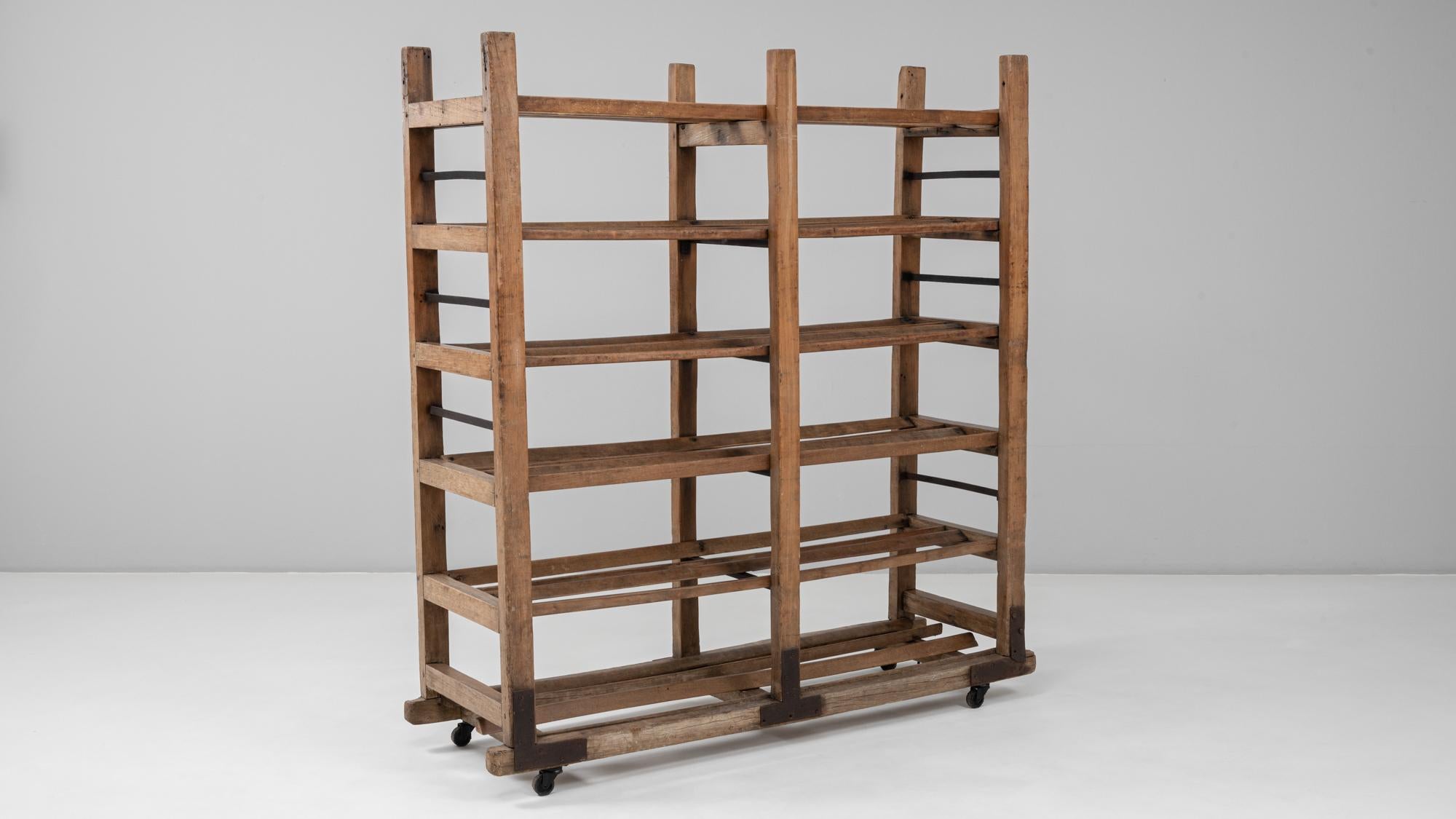 1930s French Industrial Bakery Rack on Wheels For Sale 3