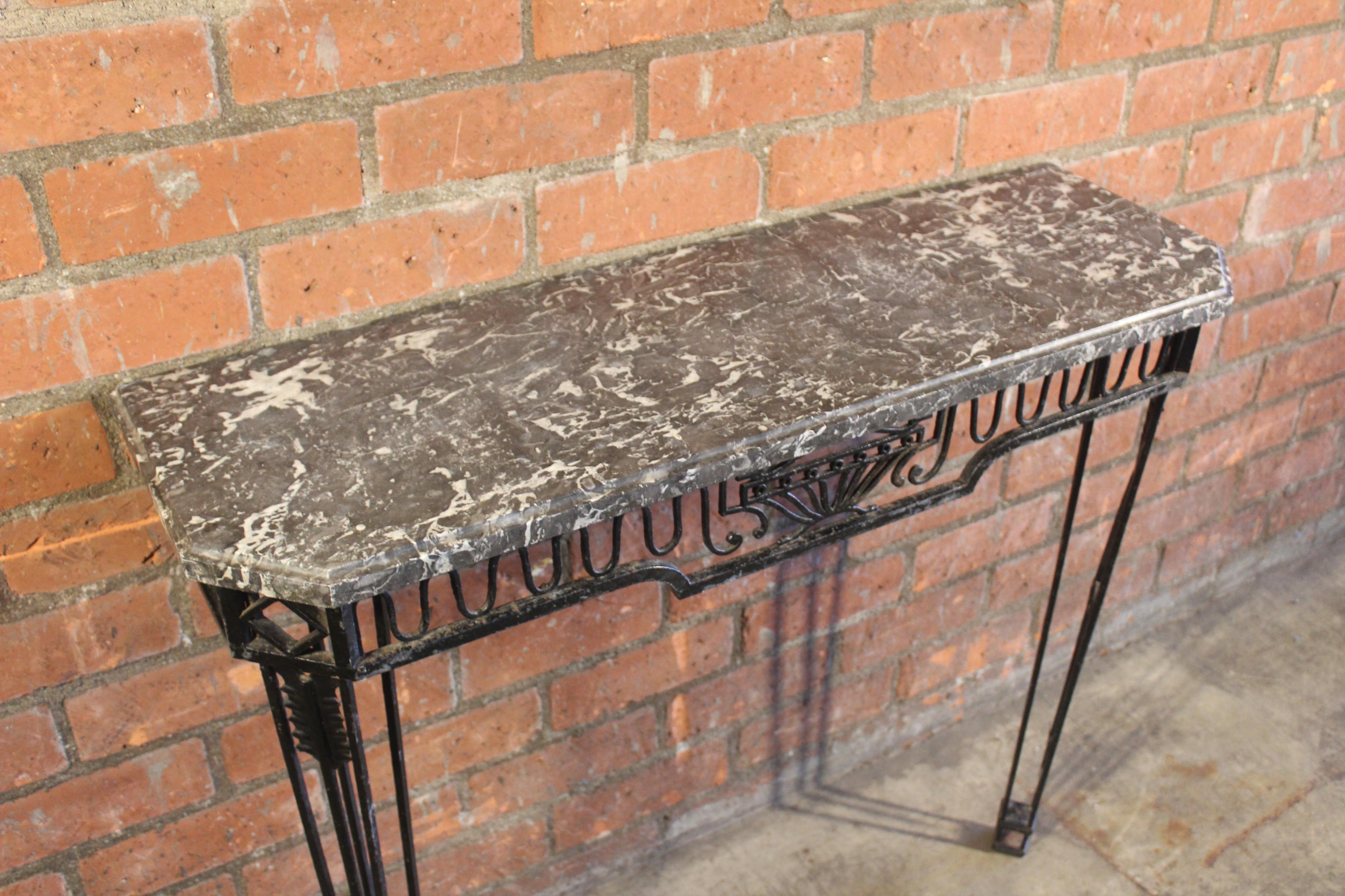 1930s French Iron and Marble Wall Mounted Console 7