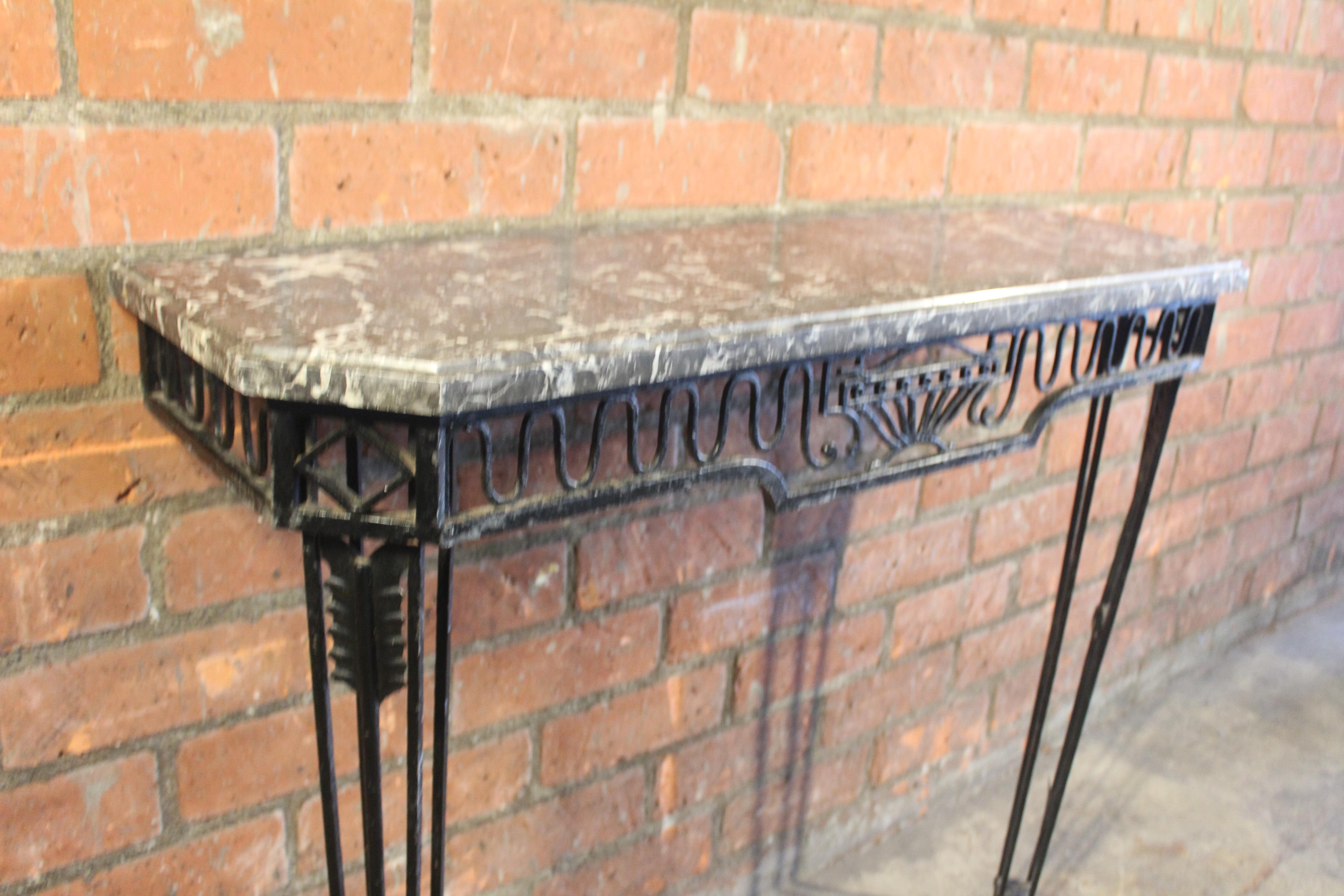 1930s French Iron and Marble Wall Mounted Console 9