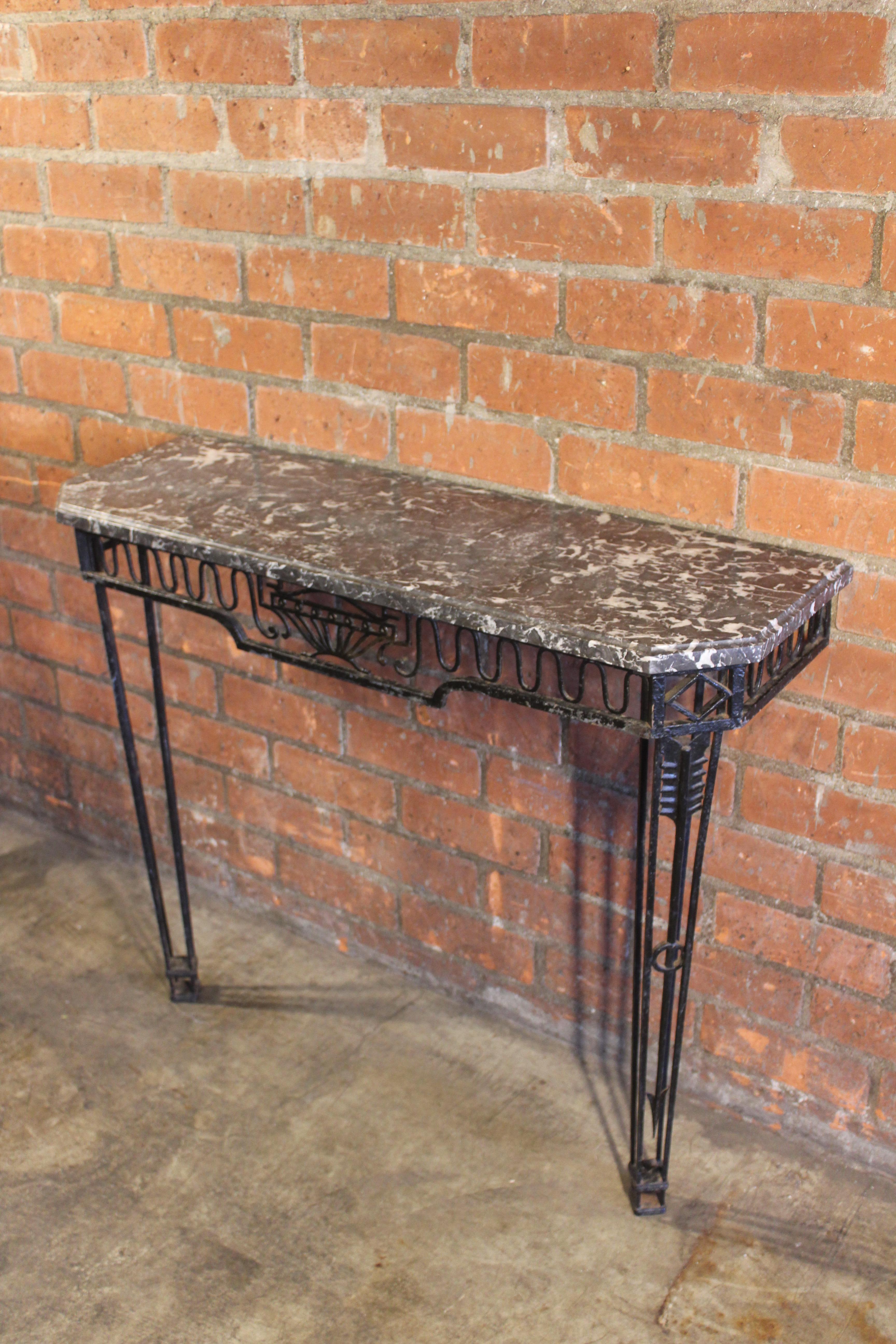 1930s French Iron and Marble Wall Mounted Console 12
