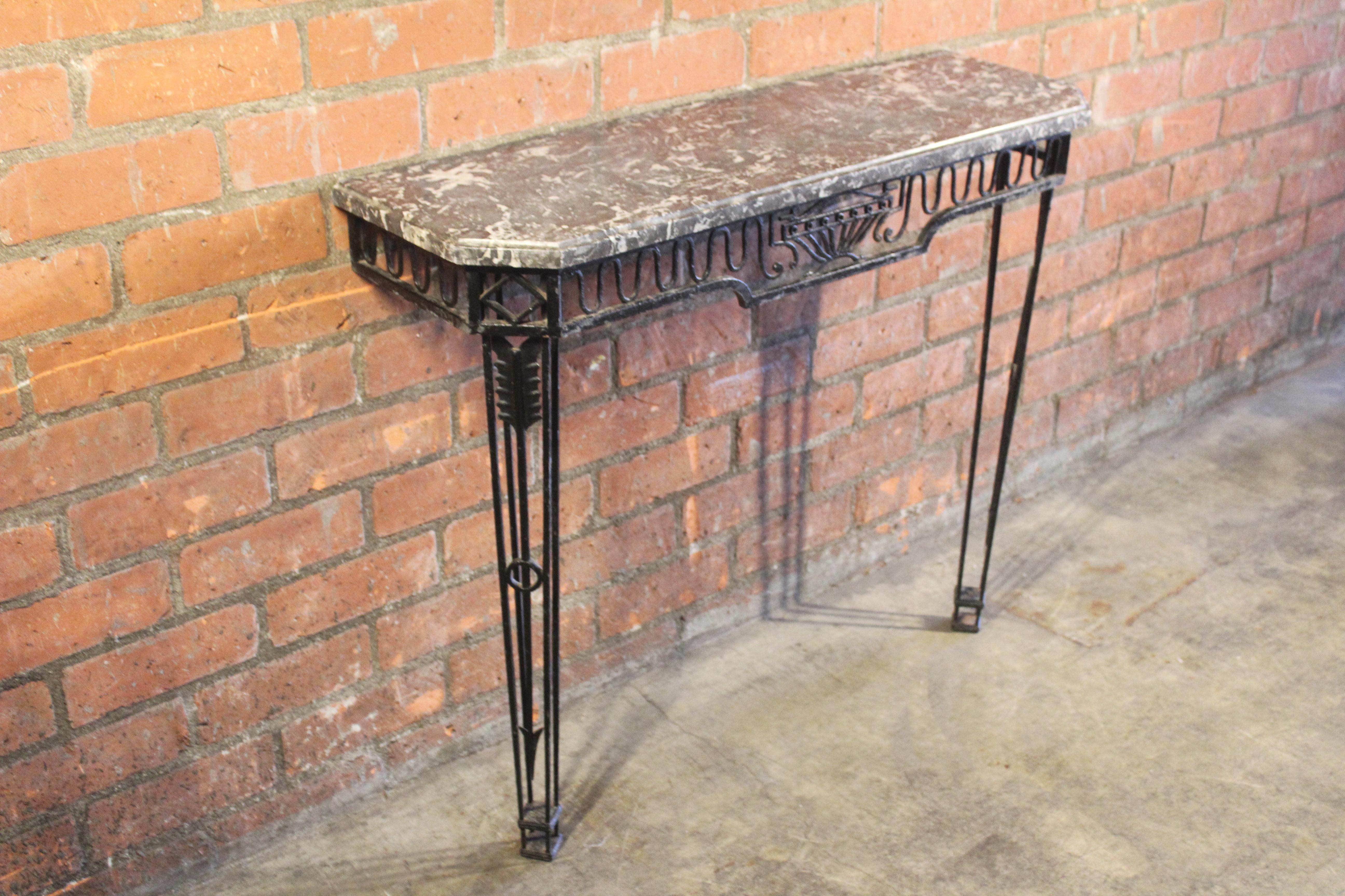 1930s French Iron and Marble Wall Mounted Console 14