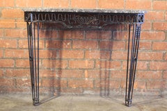 1930s French Iron and Marble Wall Mounted Console