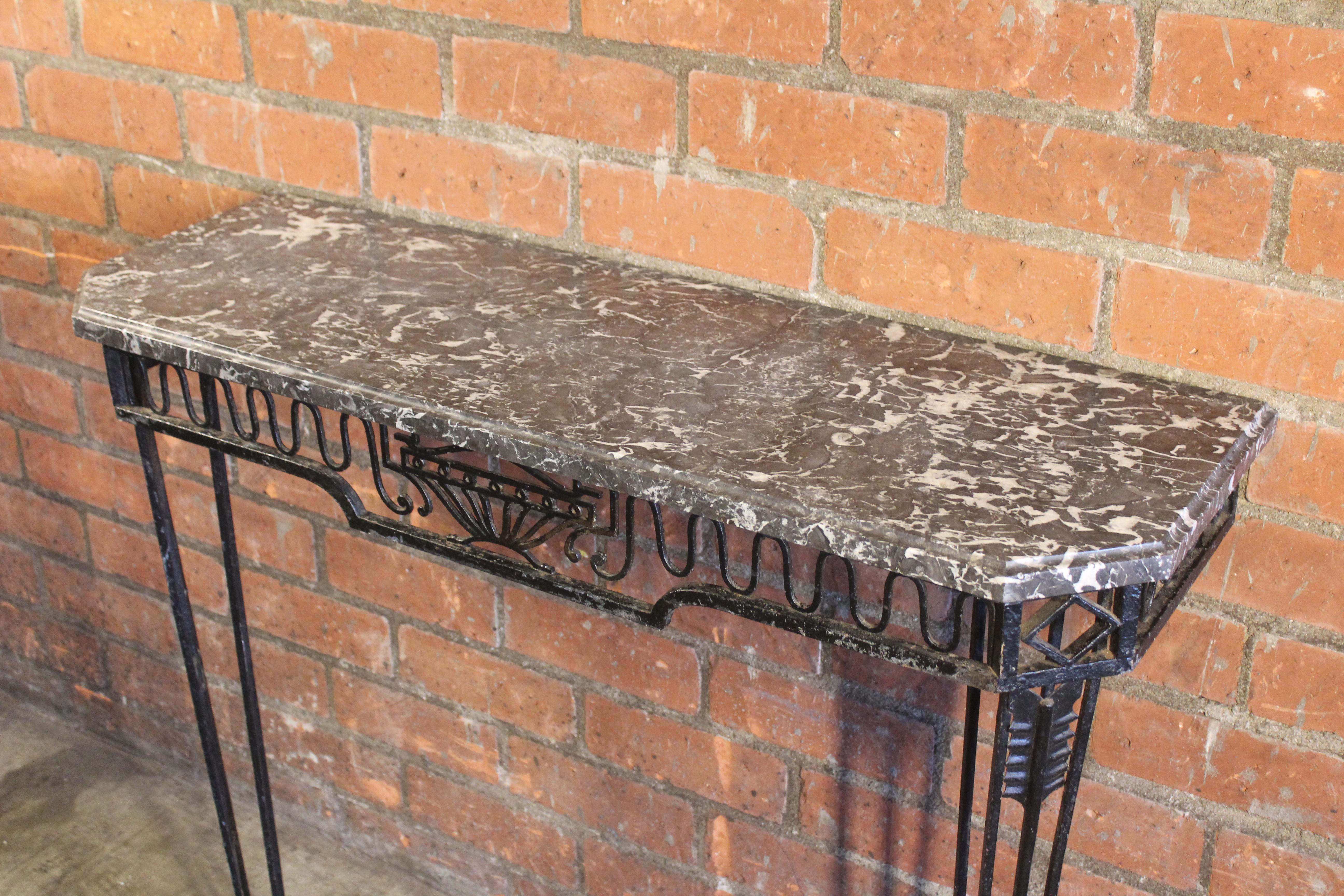 1930s French Iron and Marble Wall Mounted Console 4