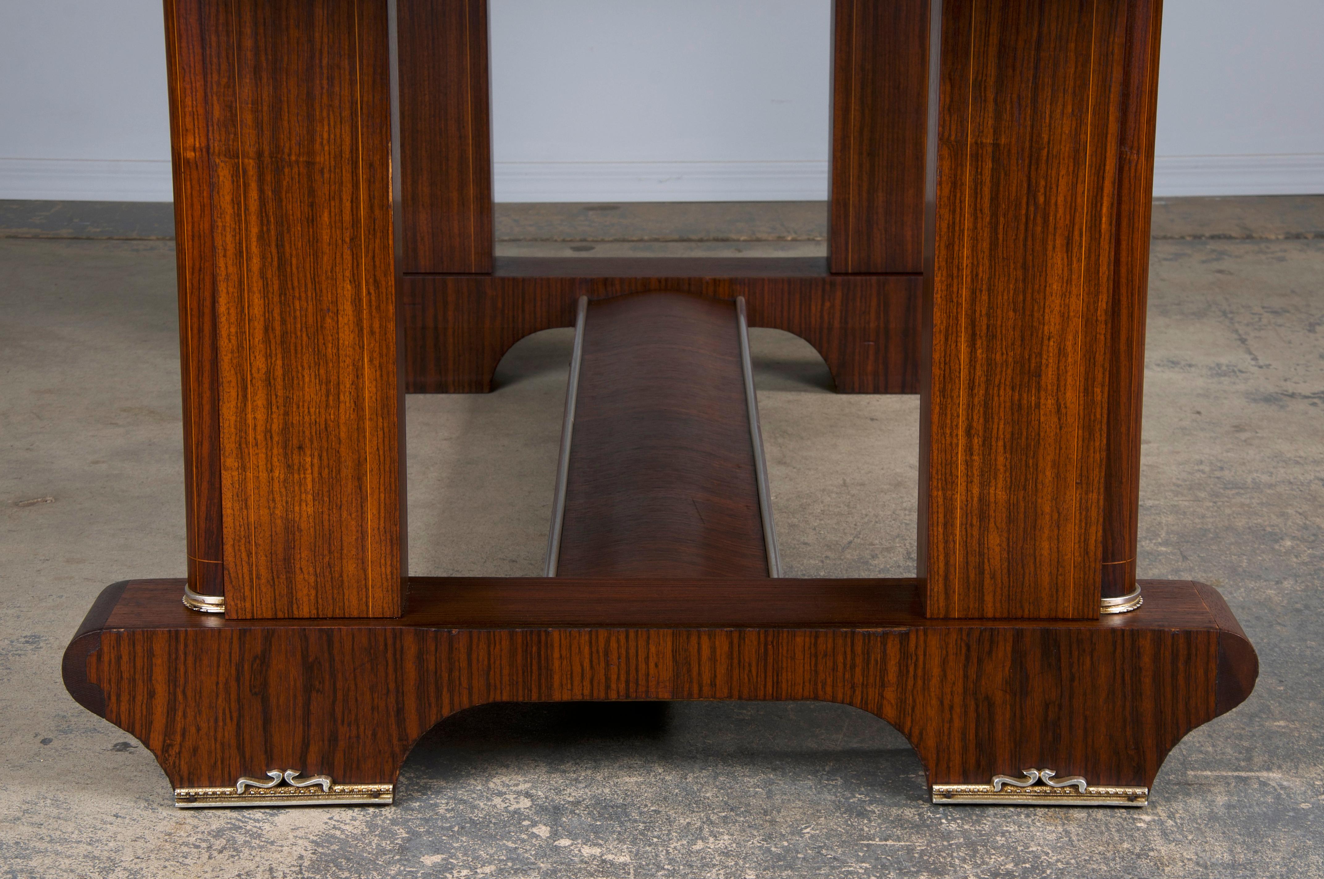 1930s French Jules Leleu Art Deco Rosewood Extendable Dining Table 6