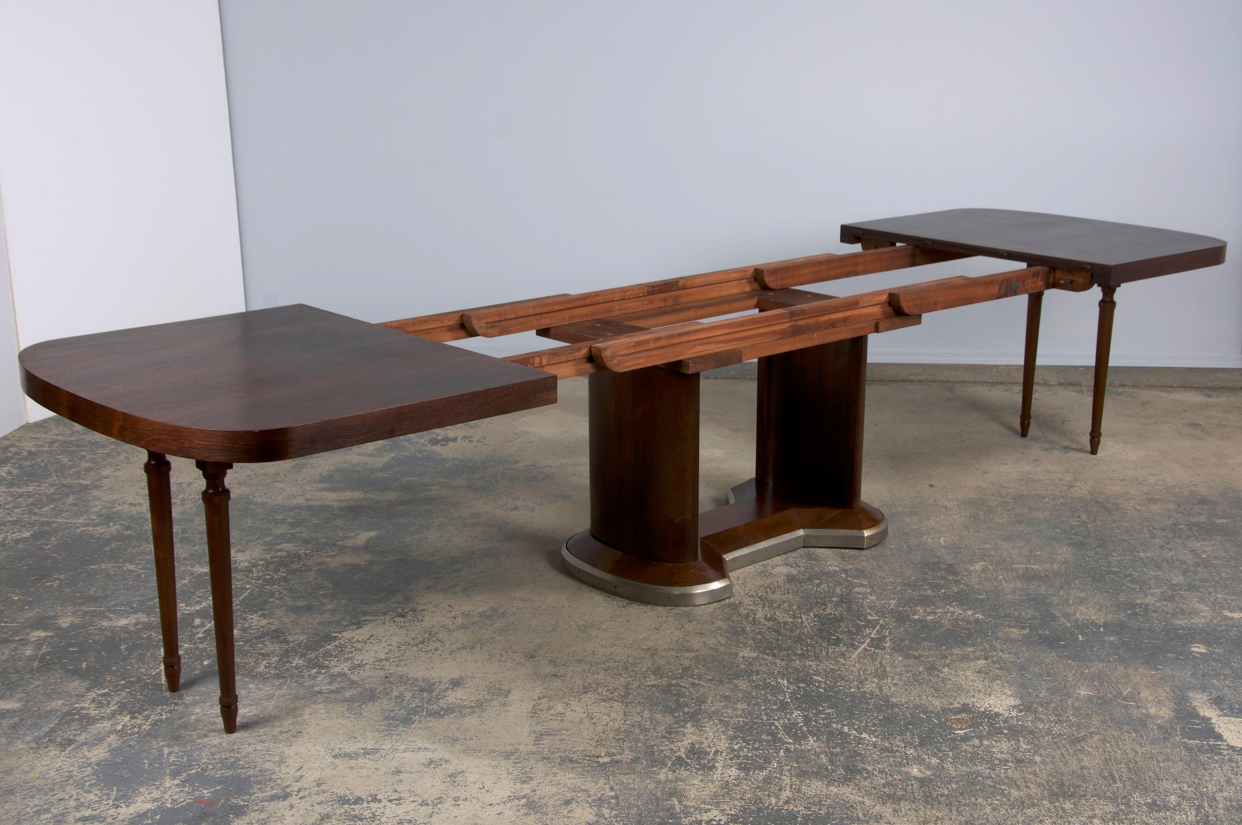 1930s French Jules Leleu Art Deco Rosewood Extendable Dining Table 8